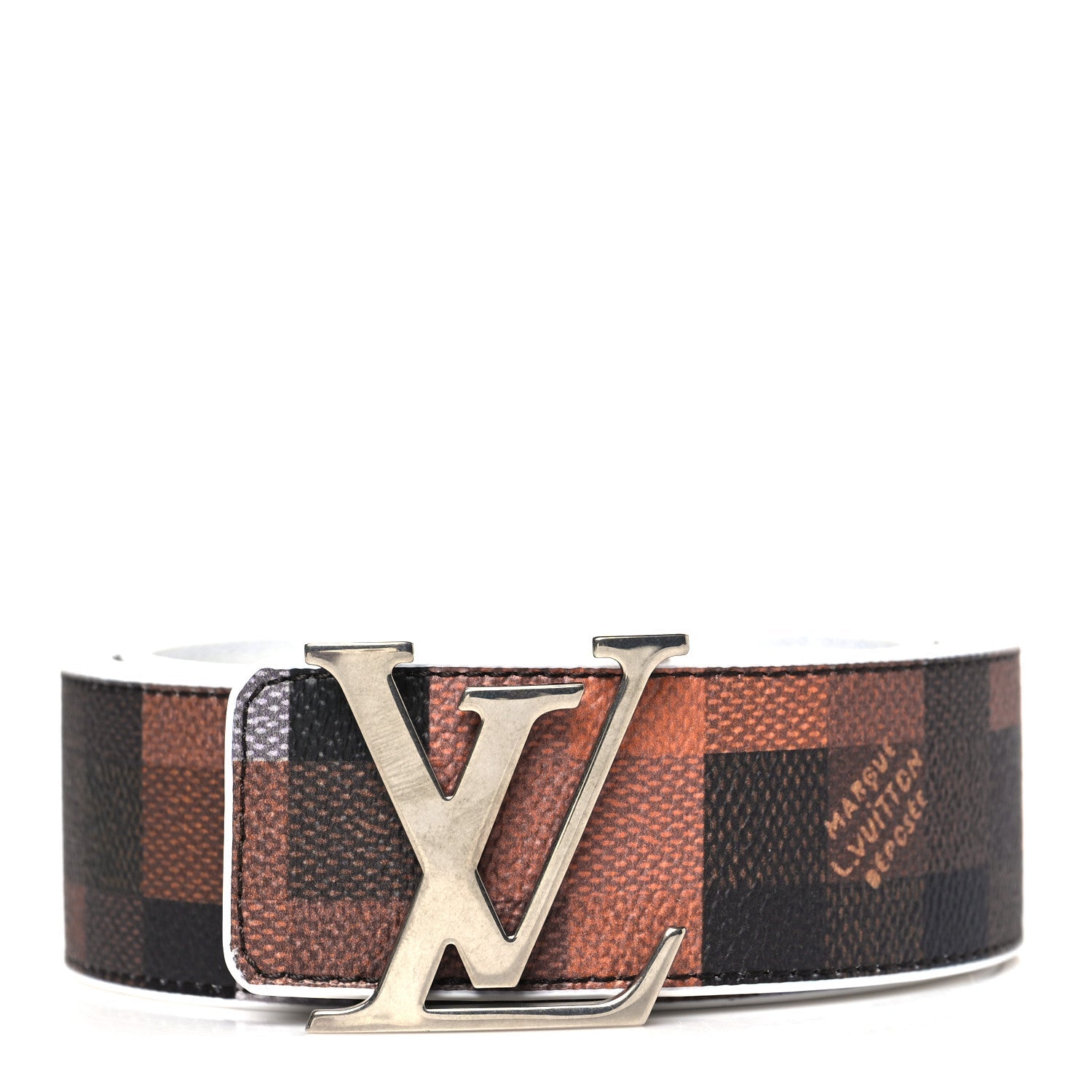 Calfskin Cowmooflage 40mm LV Initiales Reversible 110 44 Belt Brown