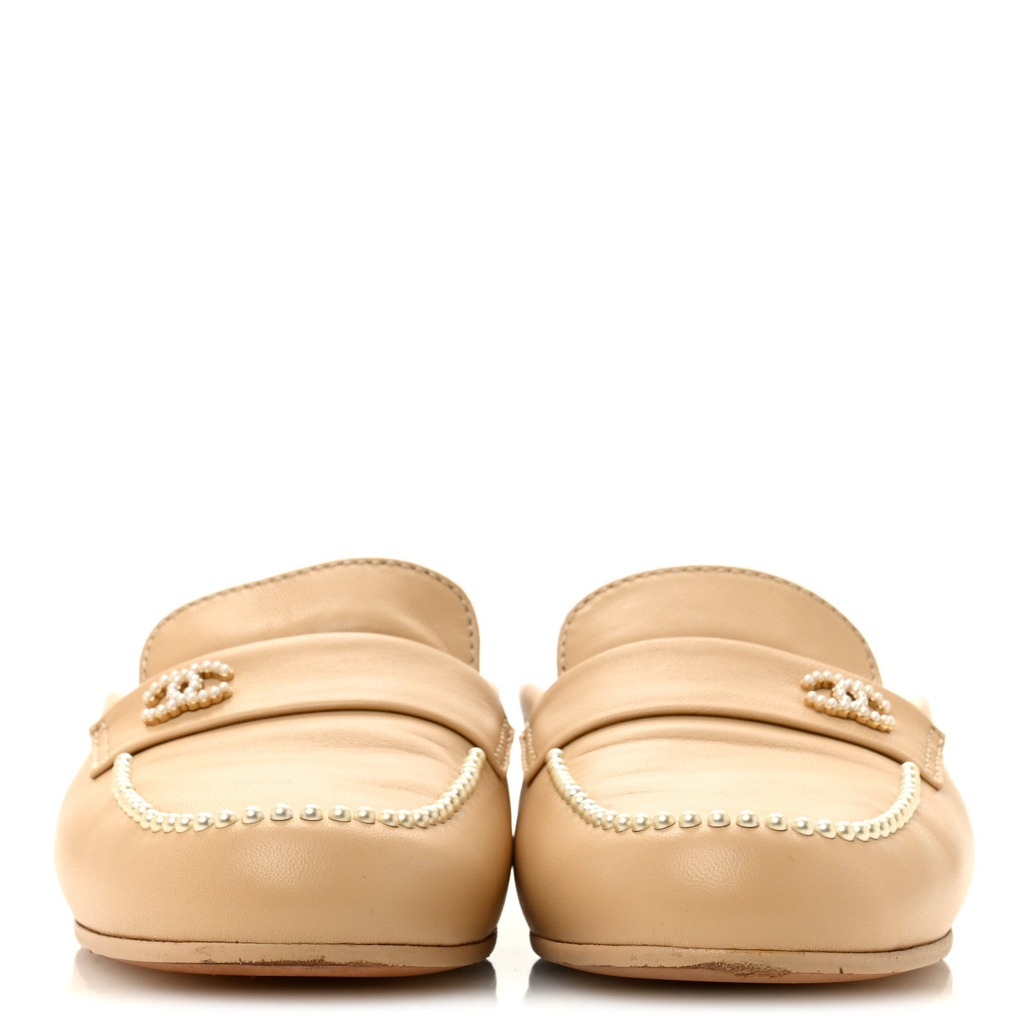 Lambskin Pearl CC Mules 38 Beige