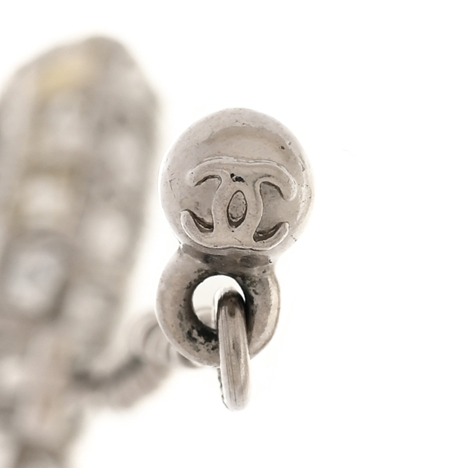 Crystal Baguette CC Drop Earrings Silver