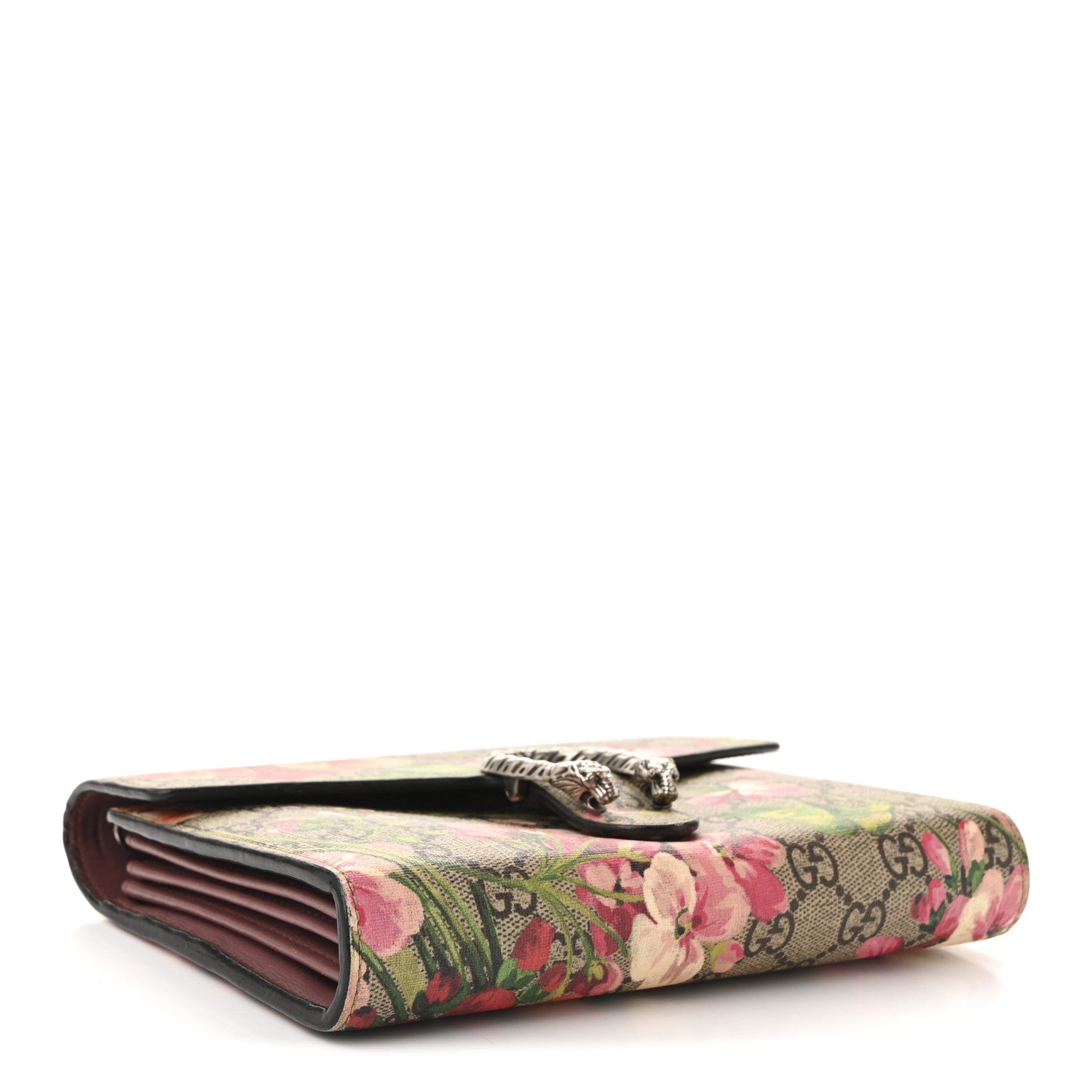 GG Supreme Monogram Blooms Mini Dionysus Chain Wallet Beige Multicolor Dry Rose
