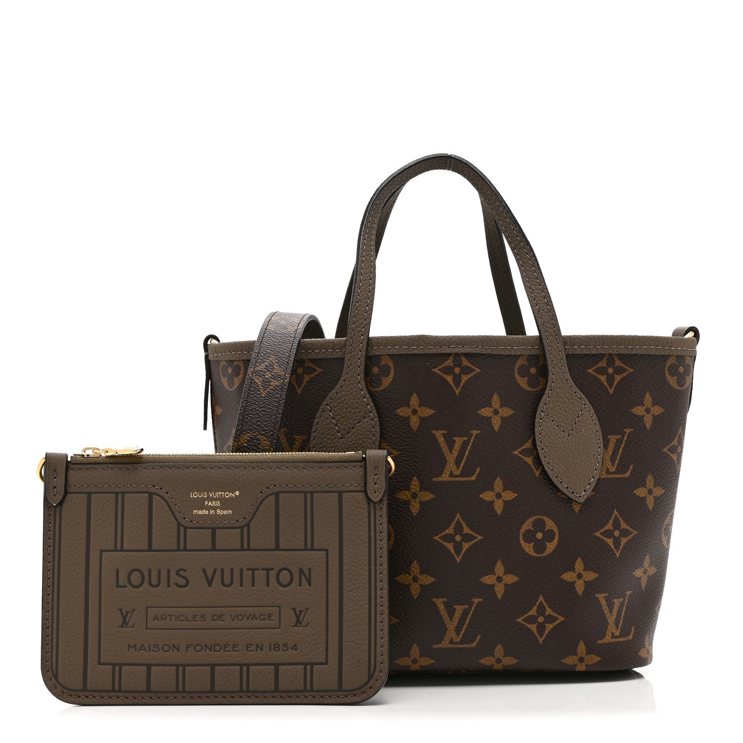 Monogram Neverfull Inside Out Bandouliere BB Dark Fango