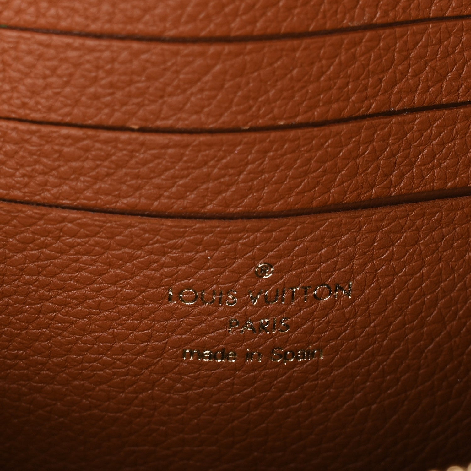 Grained Calfskin Low Key Wallet On Chain Cognac
