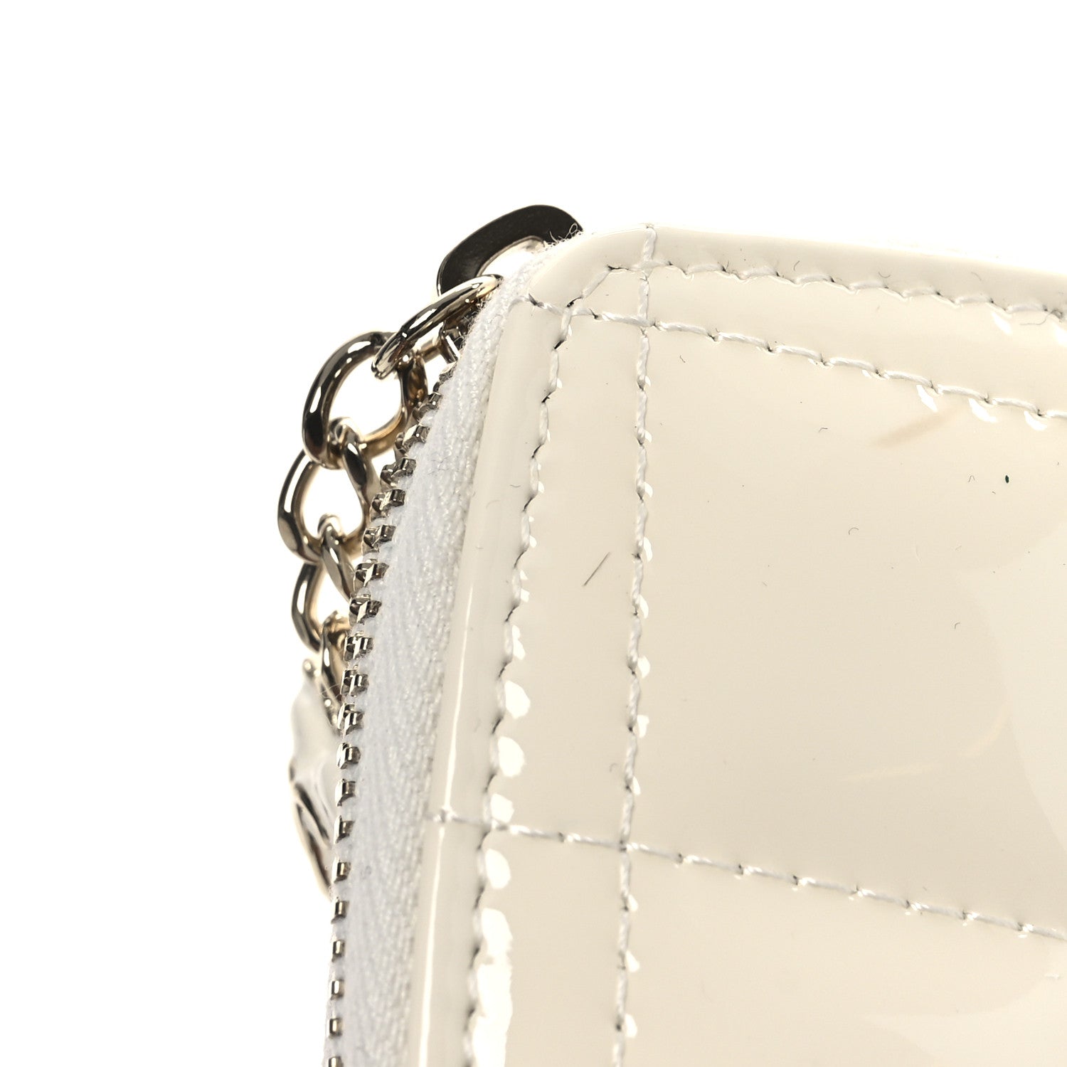 Patent Calfskin Resin Quilted CC Heart Clutch With Chain Black