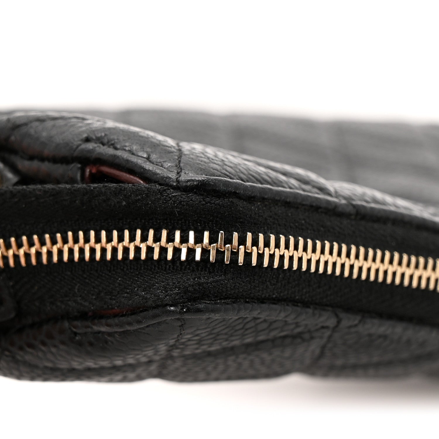 Caviar Quilted Large Zipped Clutch Black