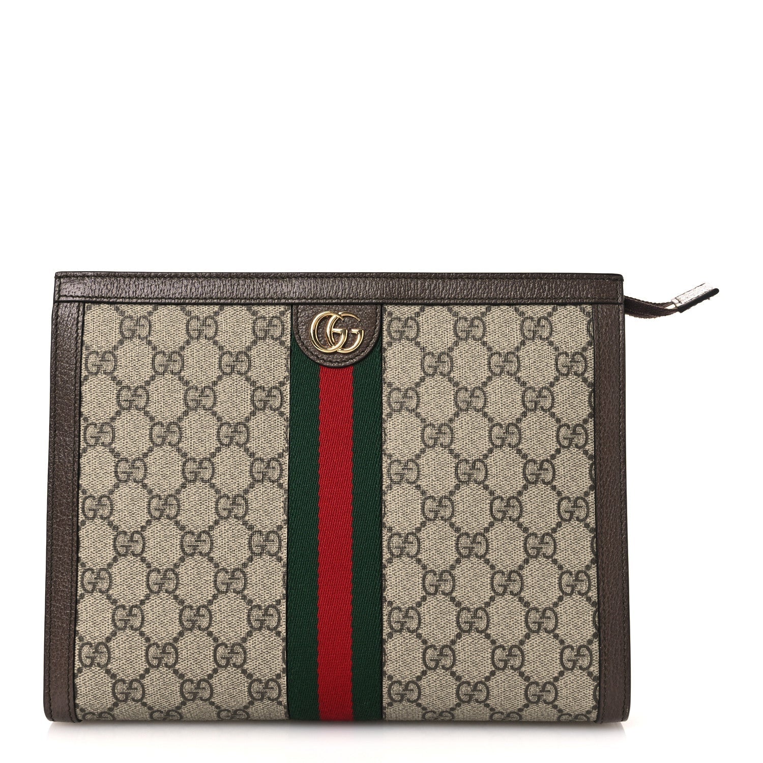 GG Supreme Monogram Web Ophidia Pouch Brown