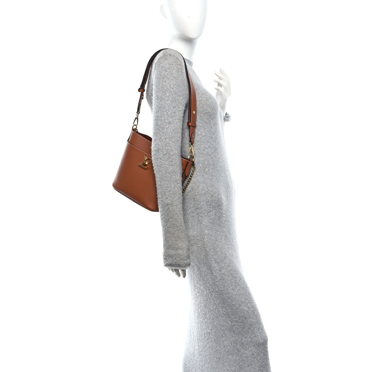 Calfskin Lock and Walk Bucket Cognac