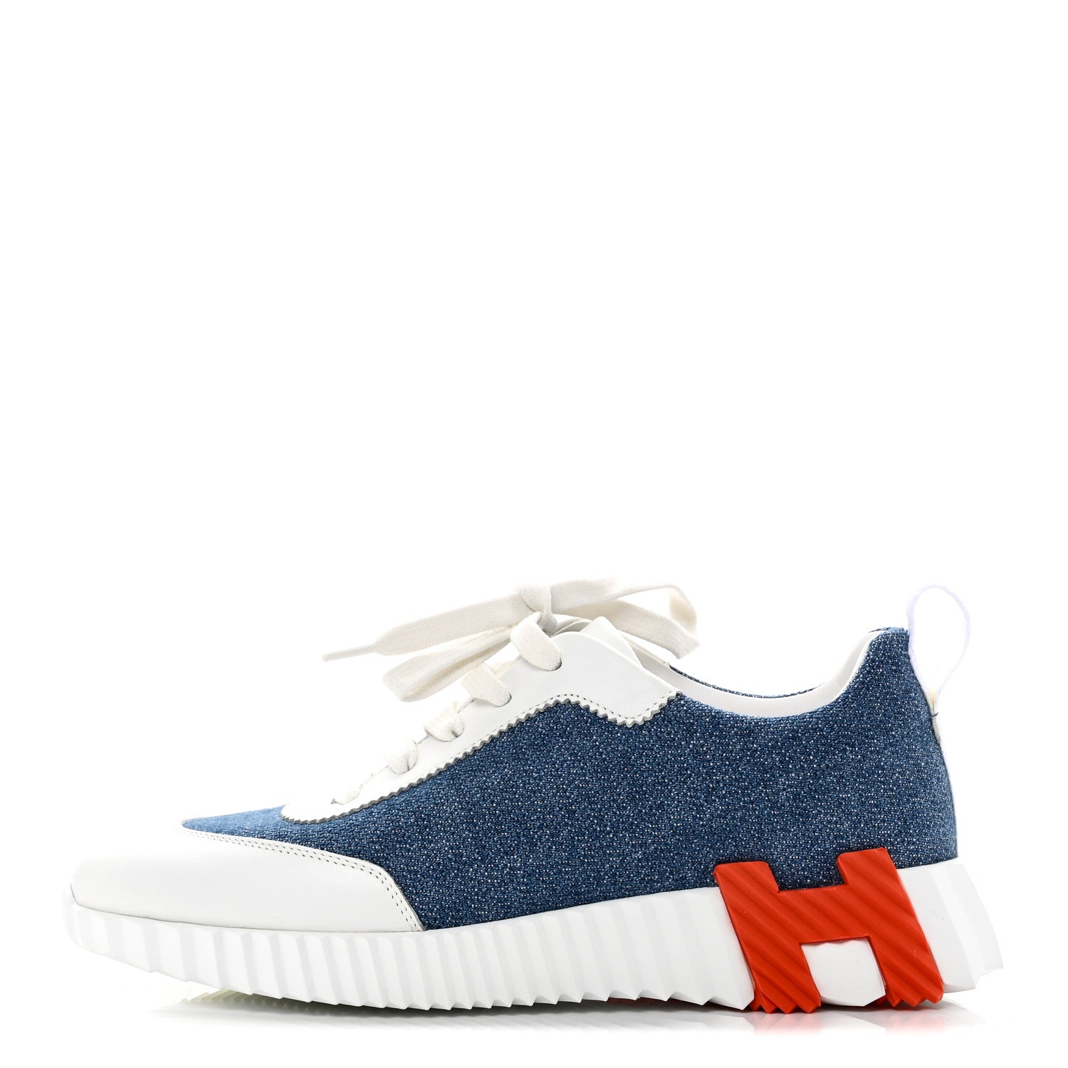Denim Suede Goatskin Bouncing Sneakers 37 Bleu Clair White