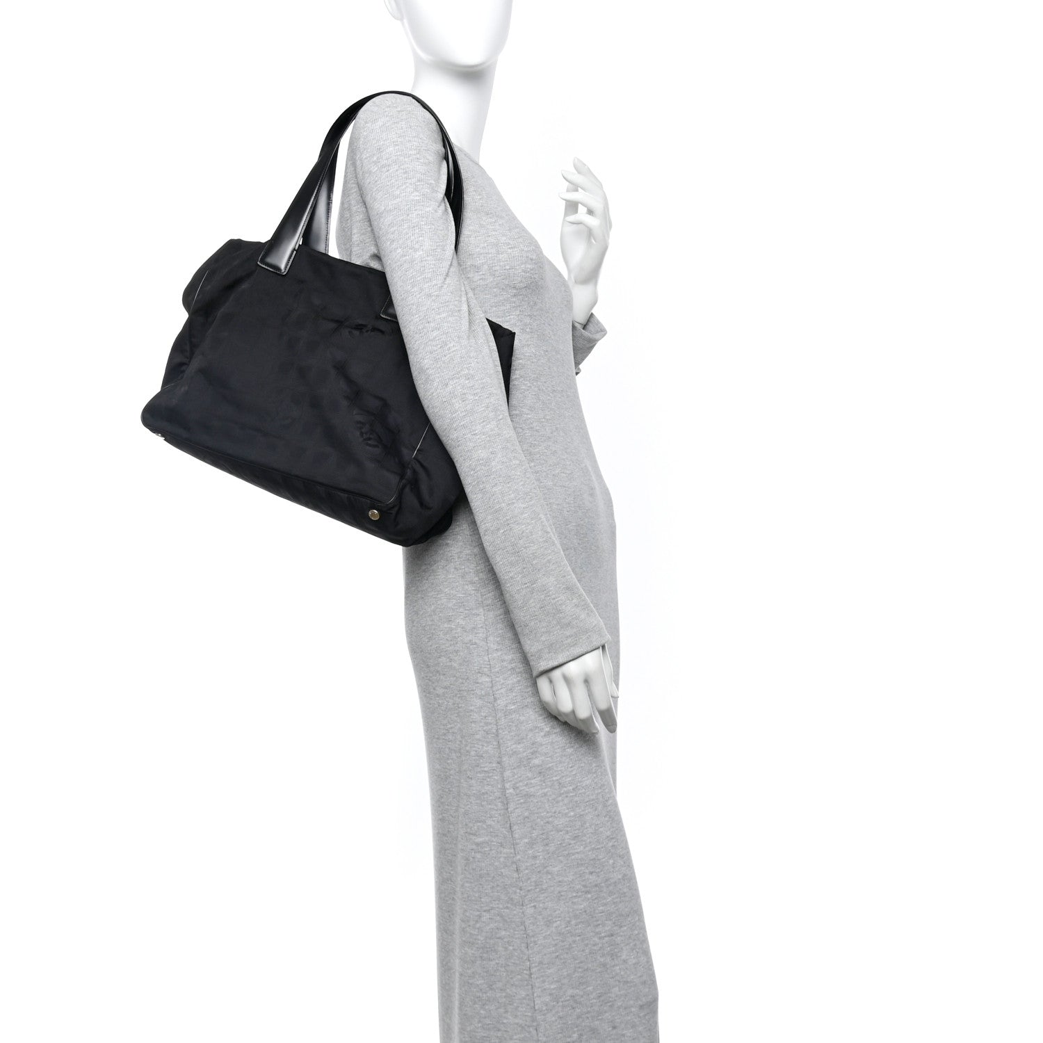 Nylon Large Travel Tote Black