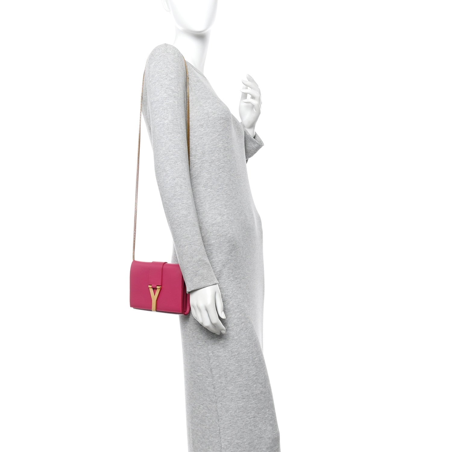 Calfskin Small Classic Y Satchel Fuchsia