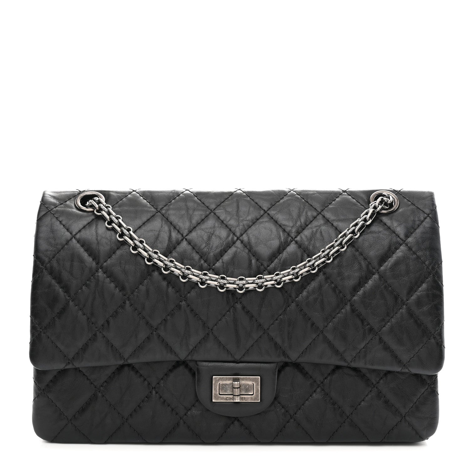 Aged Calfskin Quilted 2.55 Reissue 226 Flap Black