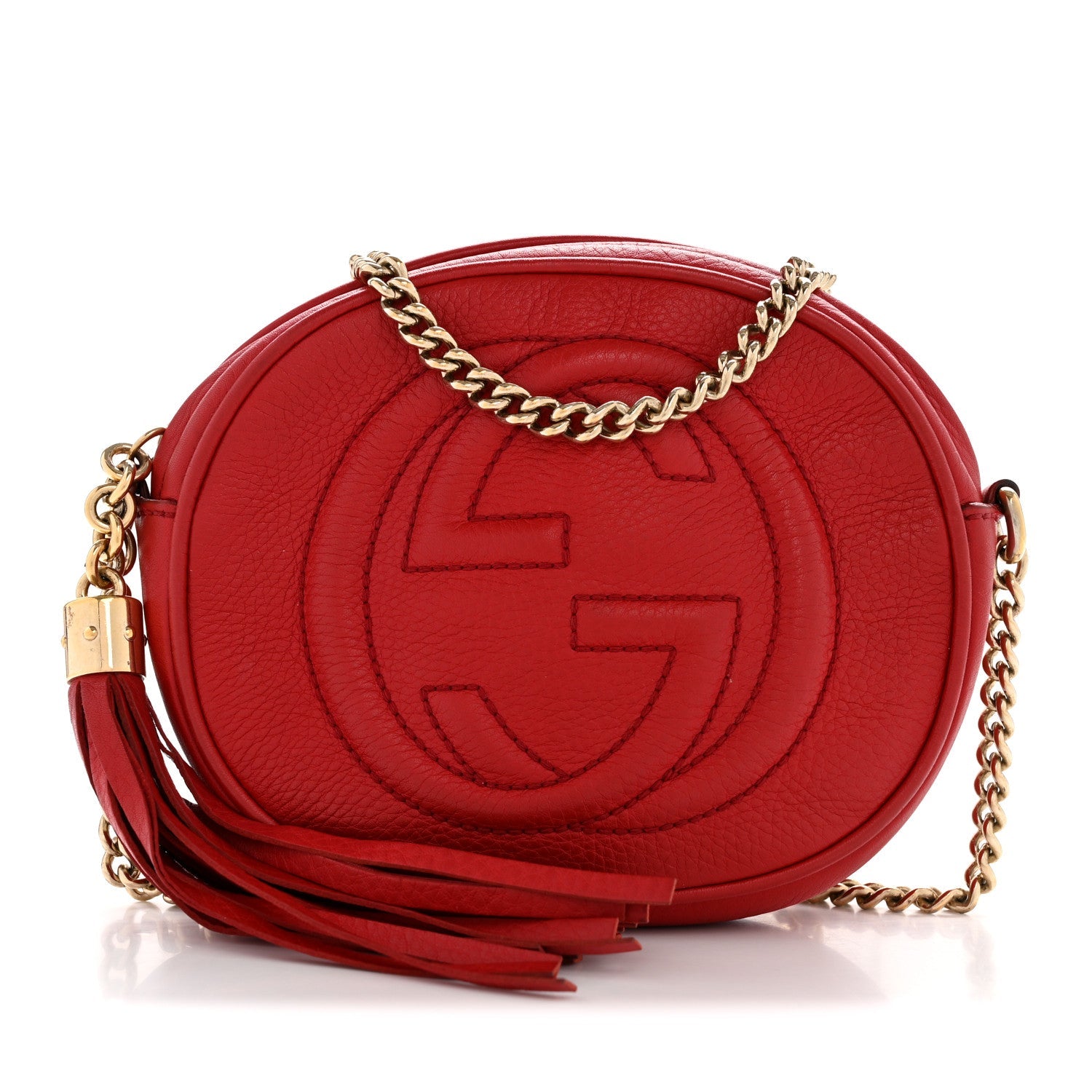 Pebbled Calfskin Mini Soho Chain Bag Tabasco Red