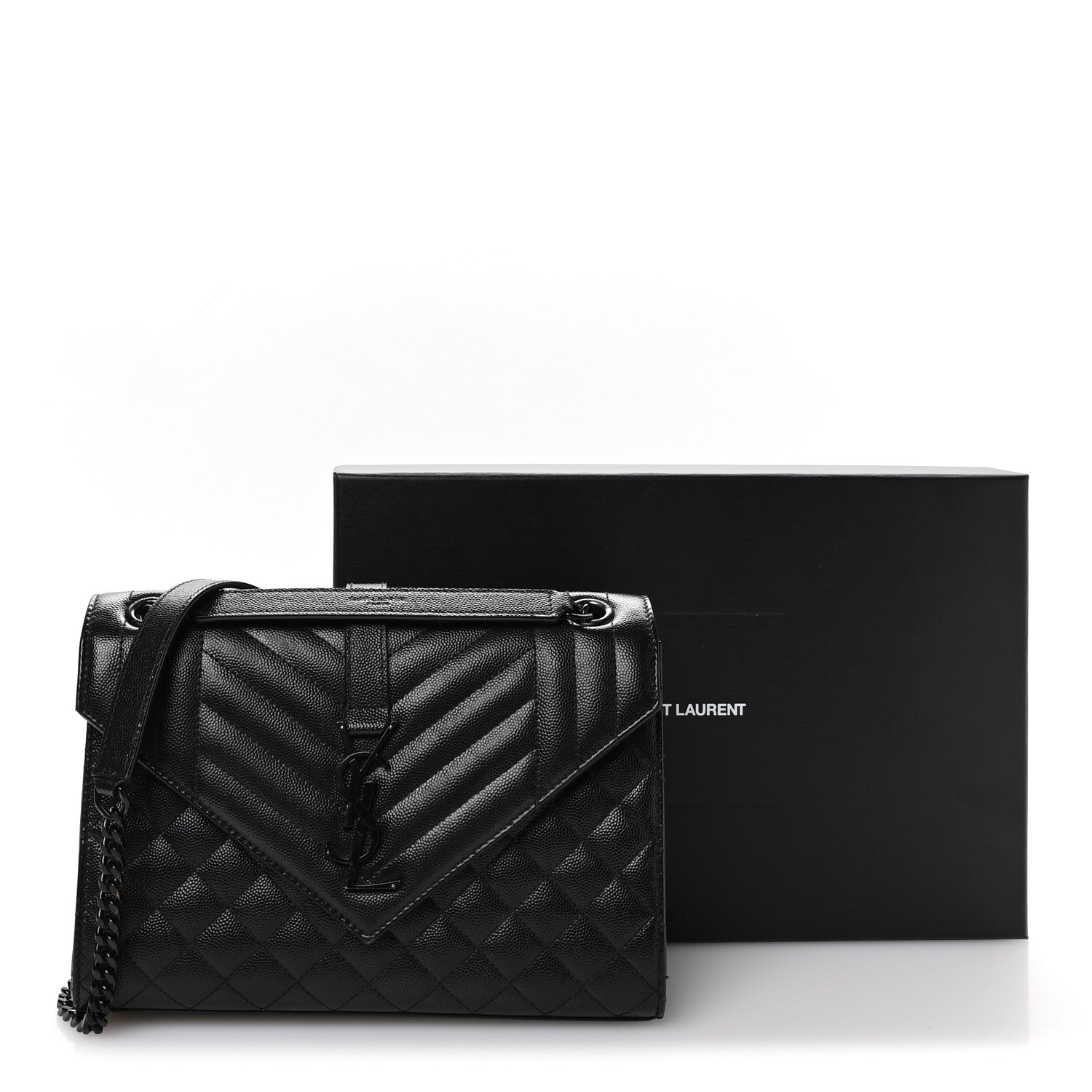 Grain De Poudre Textured Mixed Matelasse Triquilt Medium Monogram Monochrome Satchel Black