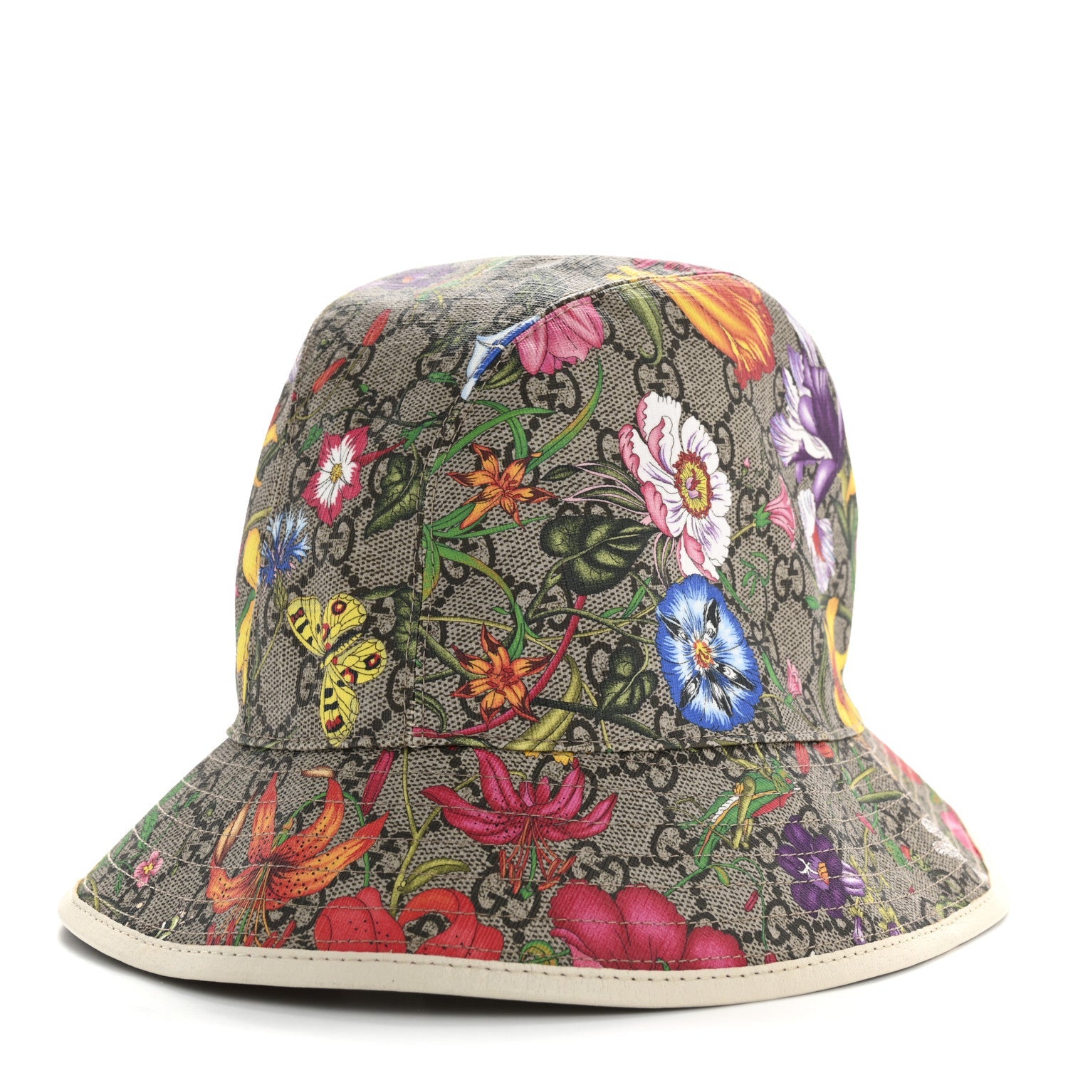 GG Supreme Monogram Flora Fedora Hat L White