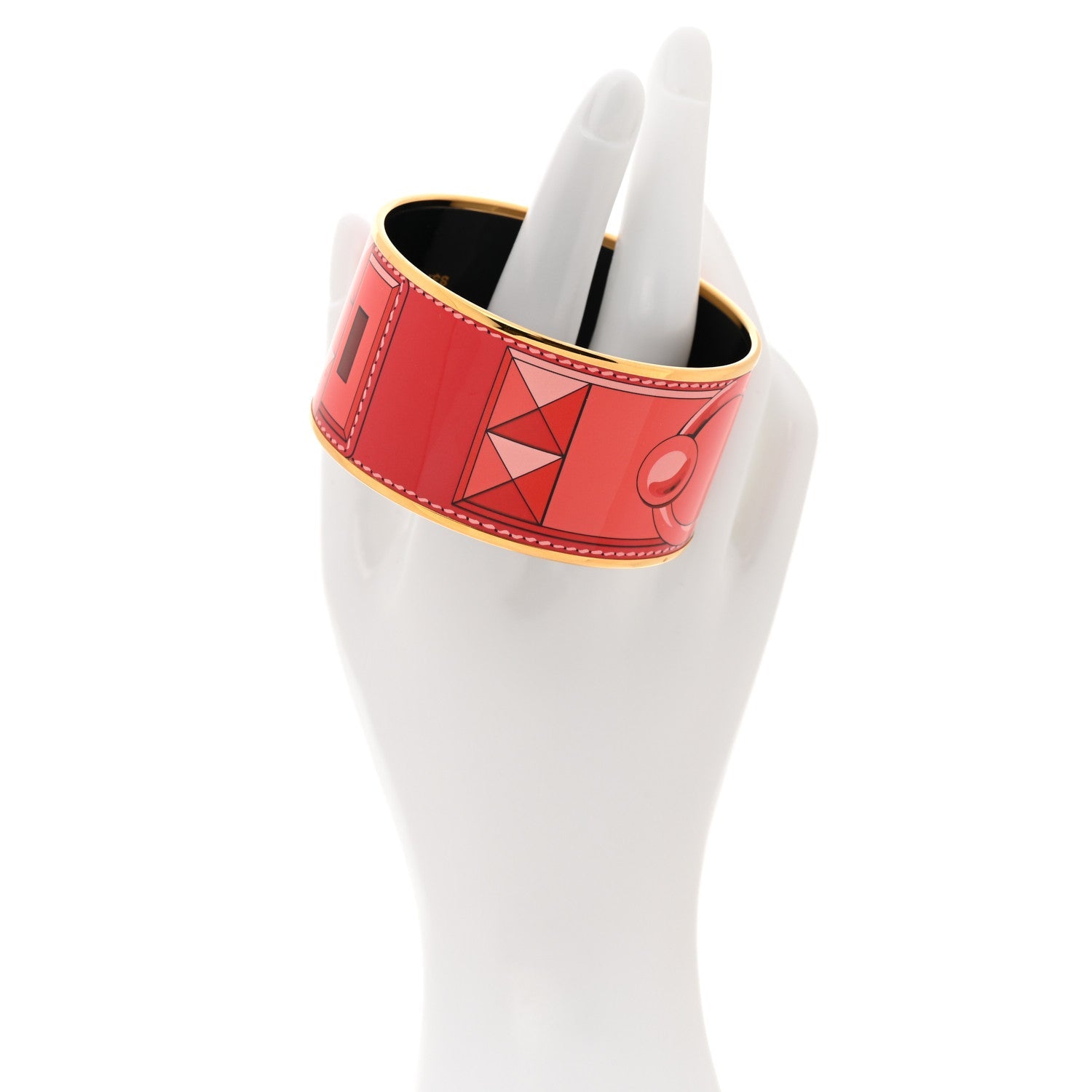 Enamel Printed Collier De Chien Extra Wide Bracelet 65 Red