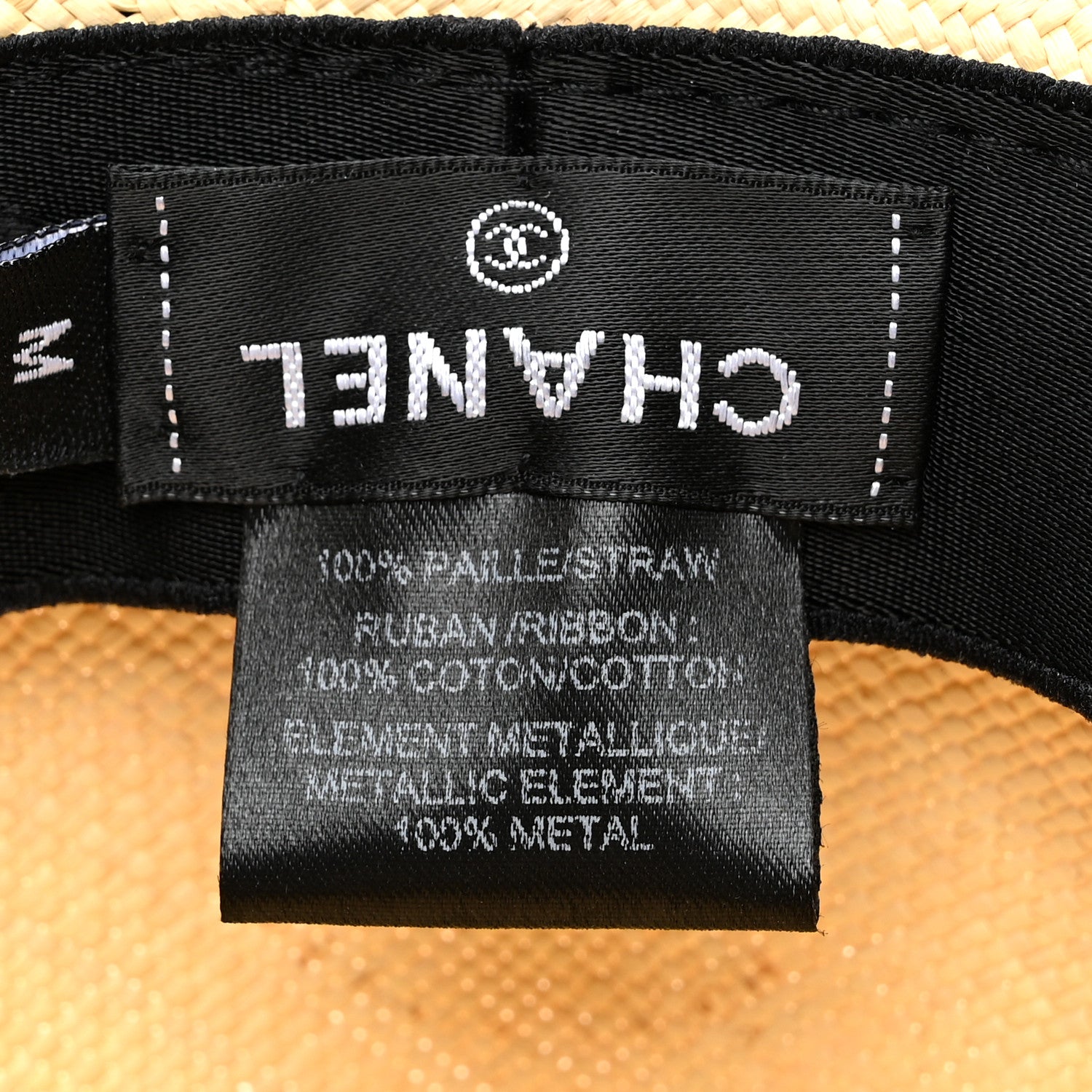 Straw Ribbon Fedora Hat M Beige Multicolor