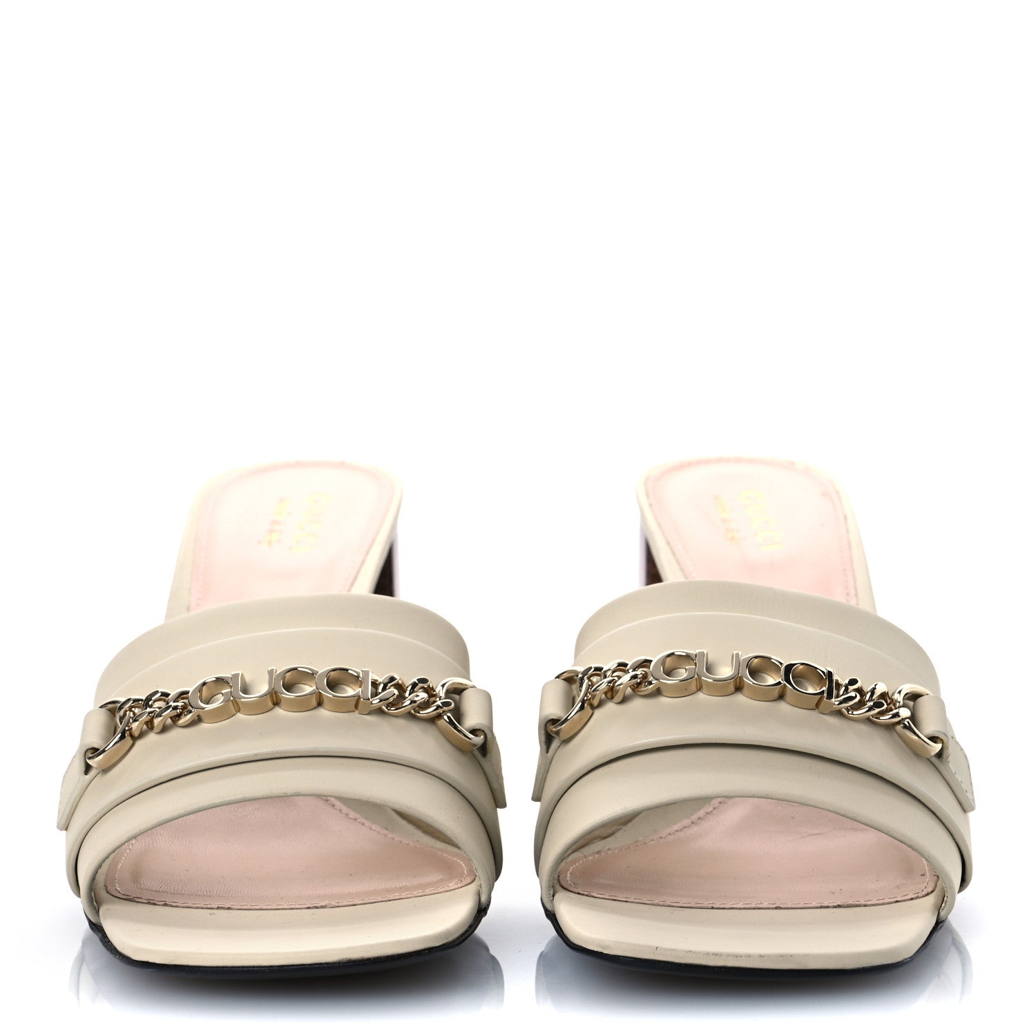Calfskin Signoria 75mm Slide Sandals 39.5 New Ivoire