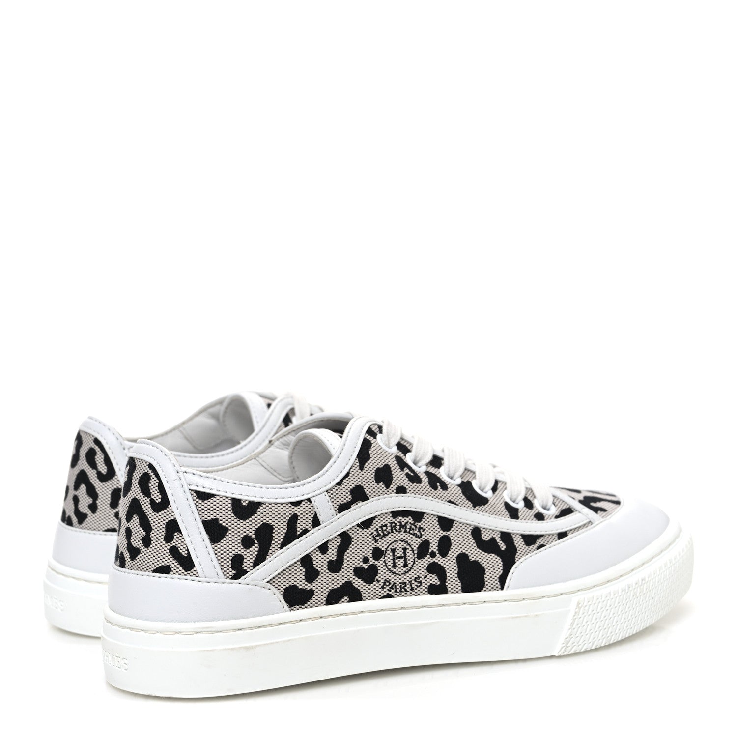 Canvas Calfskin Leopard Get Sneakers 36.5 Prunoir White