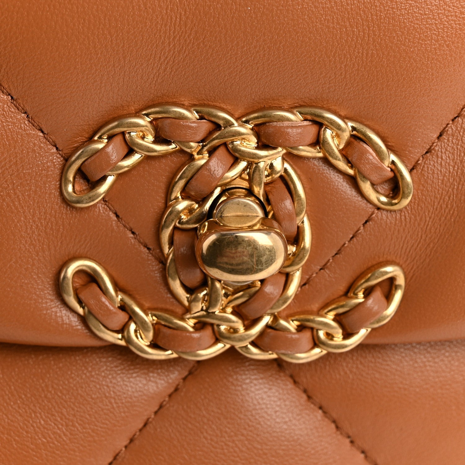 Lambskin Quilted Medium Chanel 19 Flap Brown