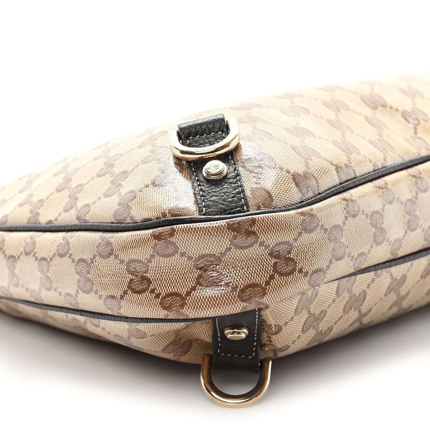 Crystal Monogram Large Abbey D Ring Hobo Dark Brown