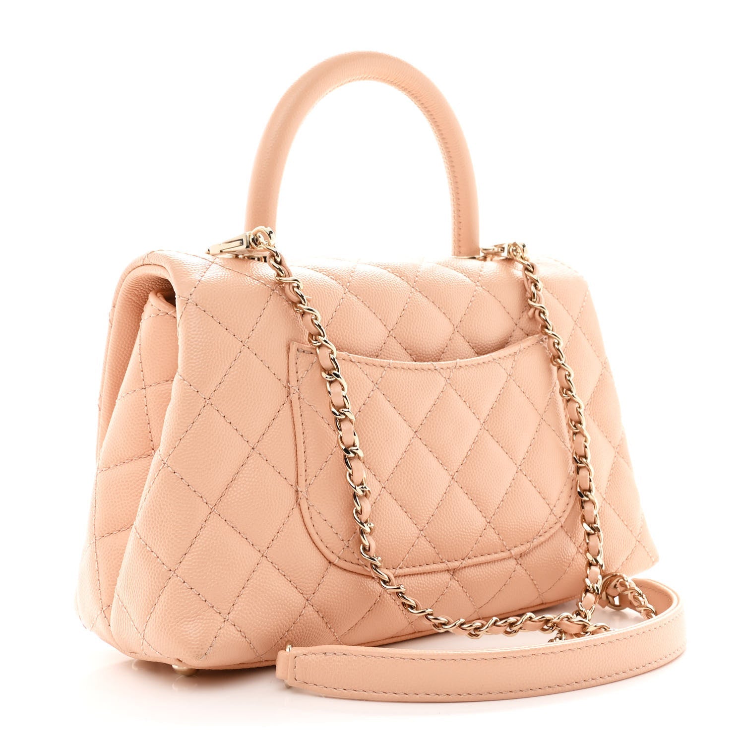 Caviar Quilted Mini Coco Handle Flap Light Pink