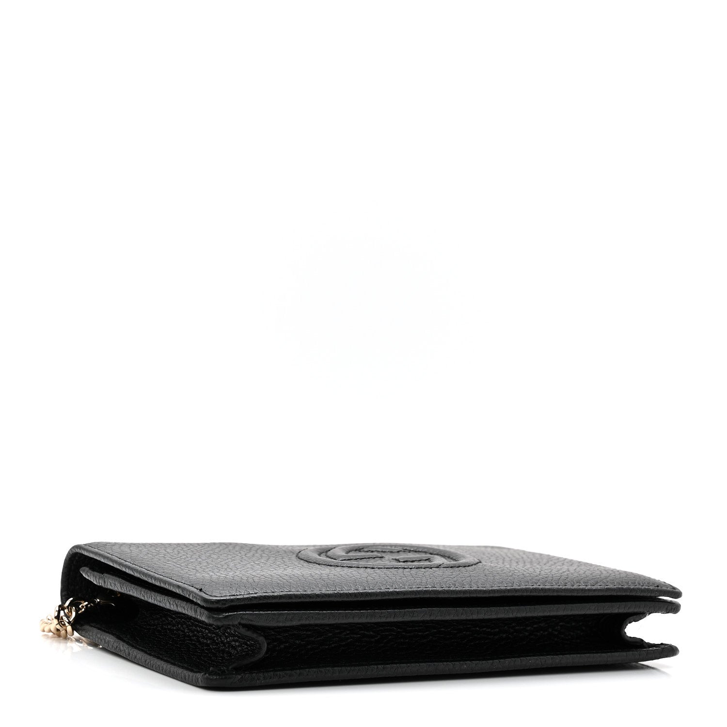 Pebbled Calfskin Soho Wallet On Chain Black