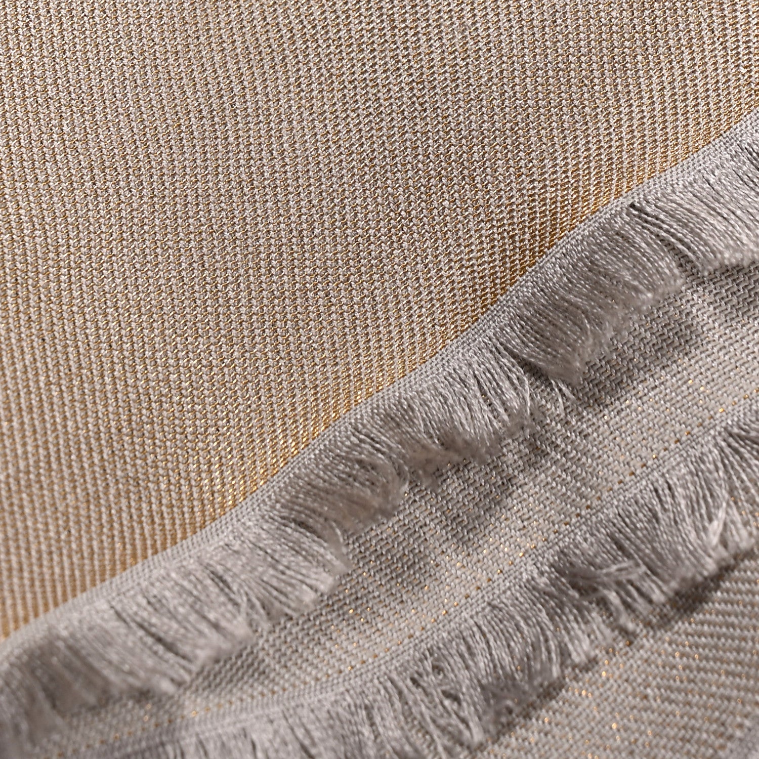 Silk Wool Monogram Shine Shawl Greige