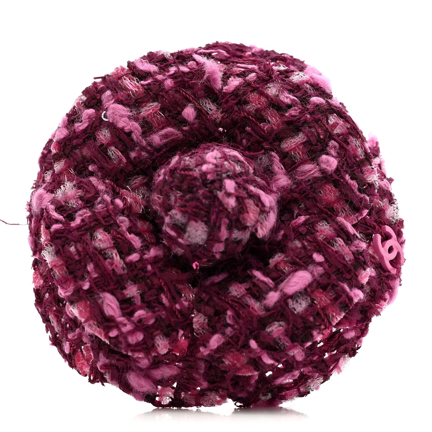 Tweed Camellia Pin Brooch Pink