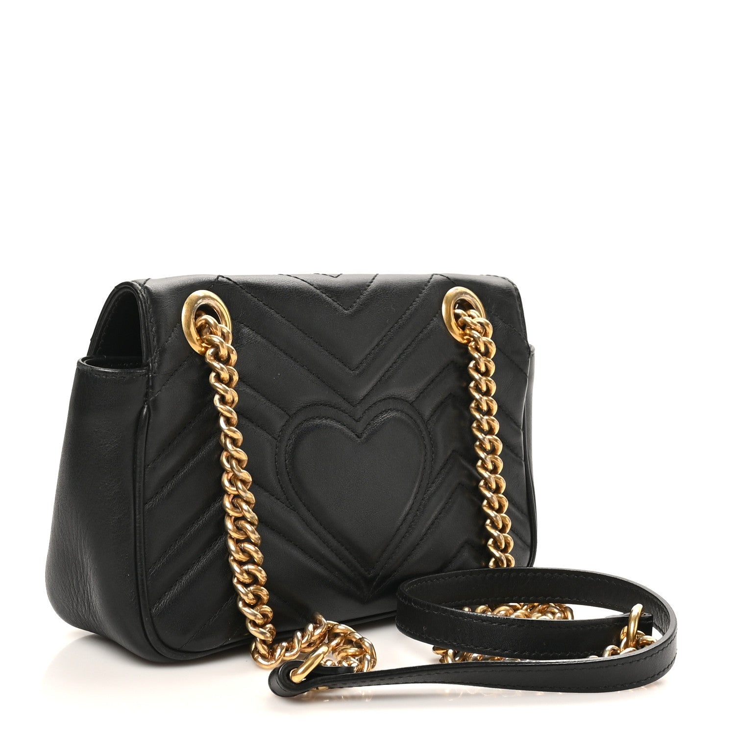 Calfskin Matelasse Mini GG Marmont Shoulder Bag Black