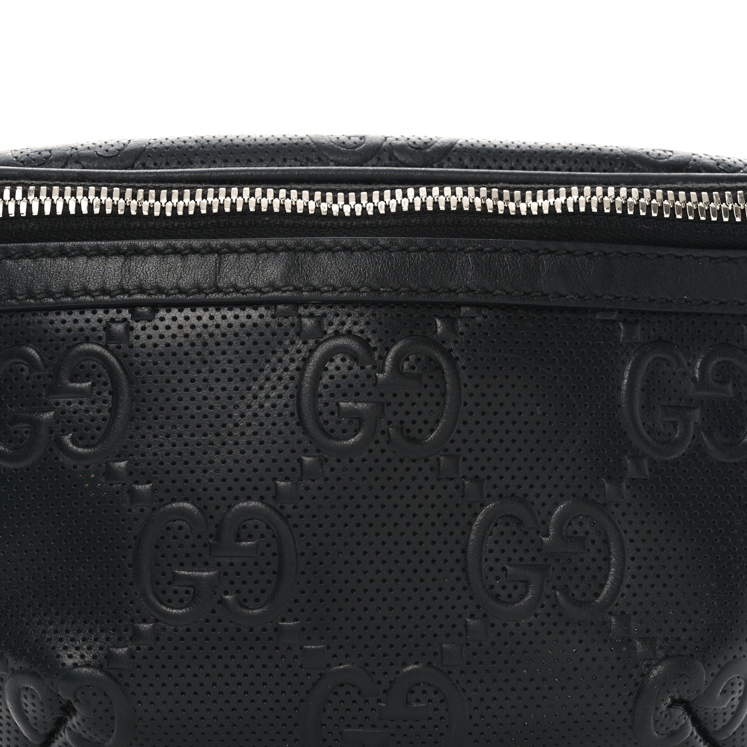 Calfskin GG Tennis Embossed Belt Bag Black