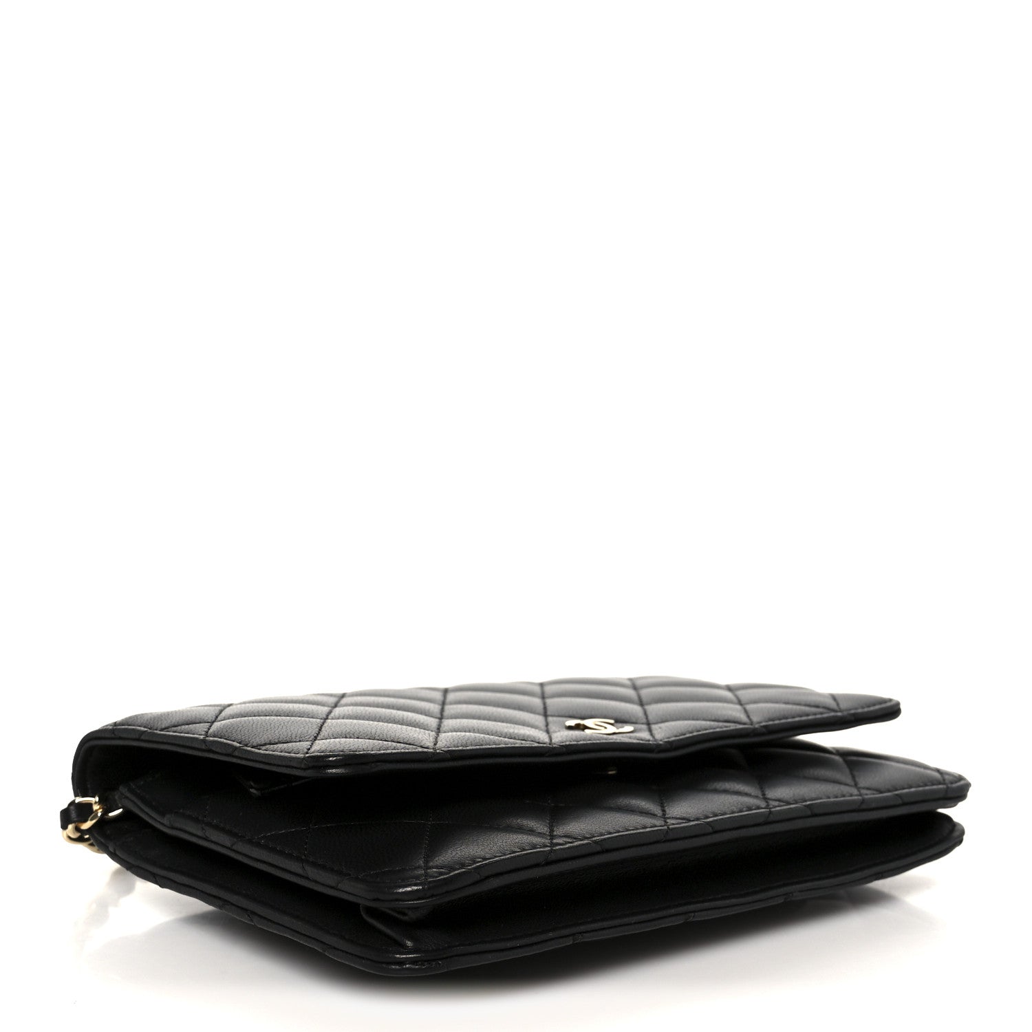 Lambskin Quilted Wallet On Chain WOC Black