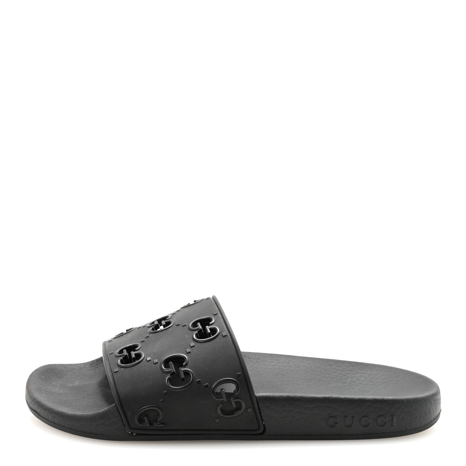 Rubber GG Monogram Perforated Womens Slide Sandals 37 Black