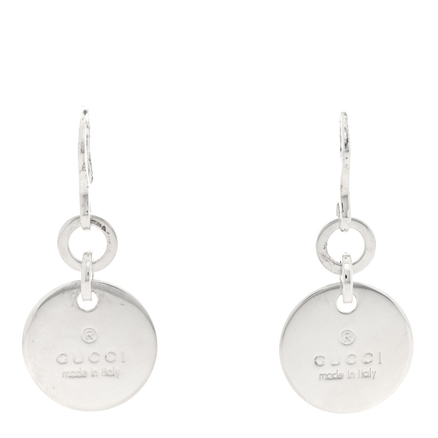 Sterling Silver Trademark Round Drop Earrings
