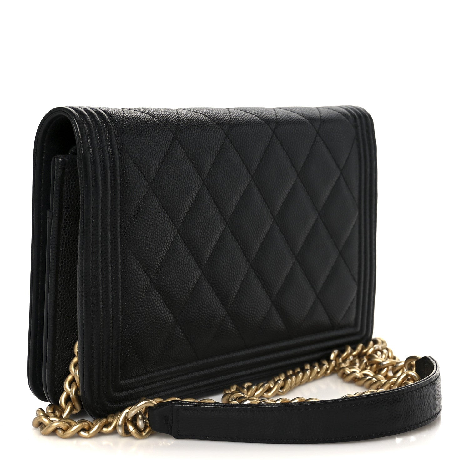 Caviar Quilted Boy Wallet On Chain WOC Black