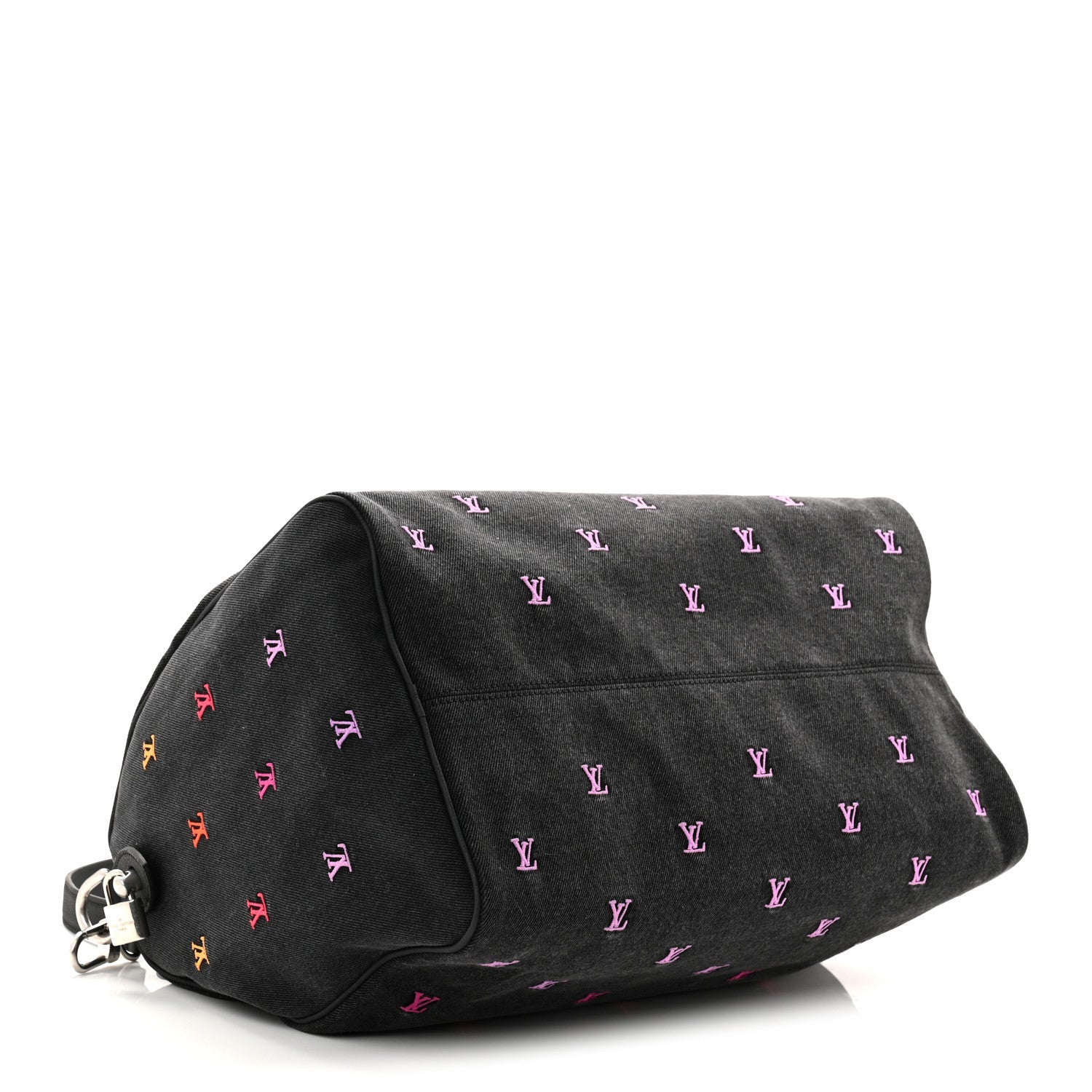 LV Blason Denim Calfskin Speedy Bandouliere 40 Black Gradient Orange