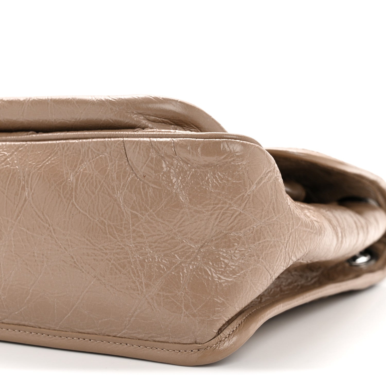 Crinkled Calfskin Matelasse Monogram Medium Niki Chain Satchel Light Taupe