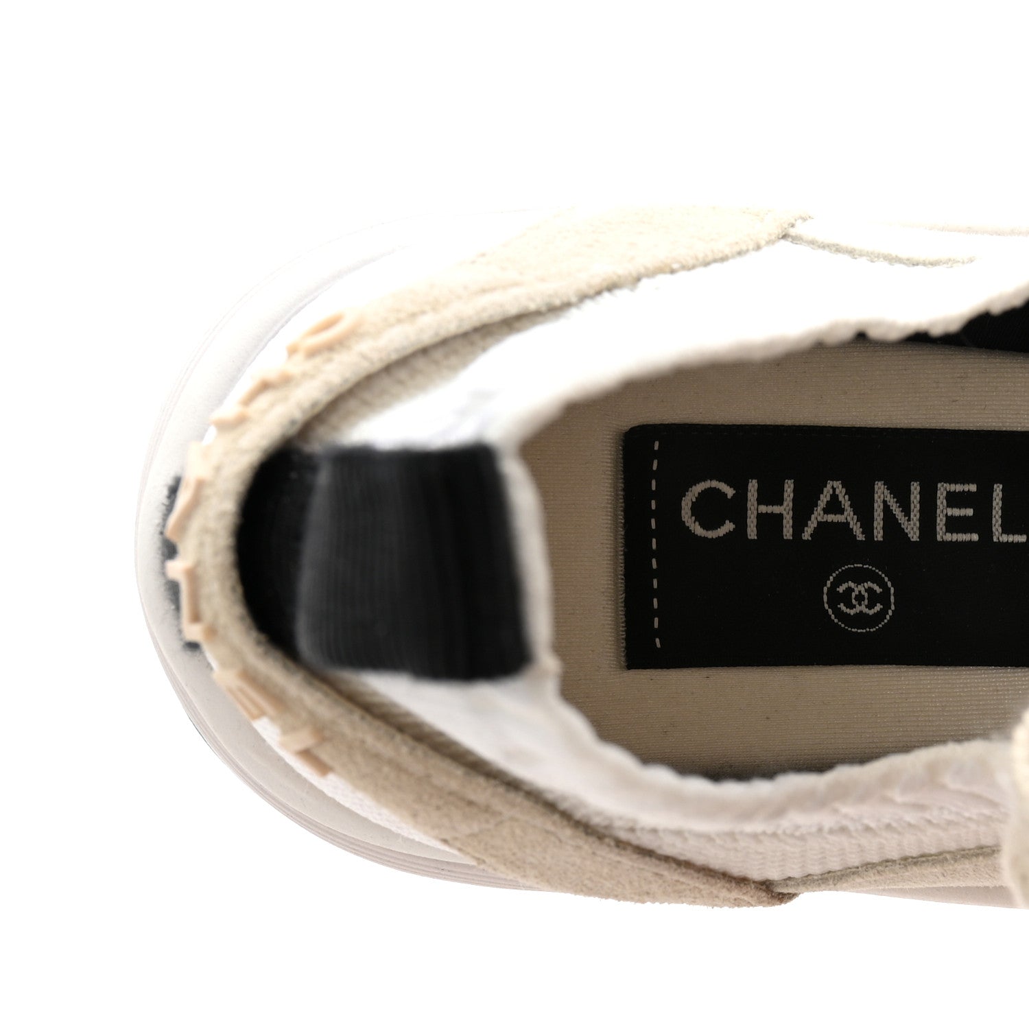 Mesh Suede Fabric Womens CC Sneakers 38 White Ivory Light Beige