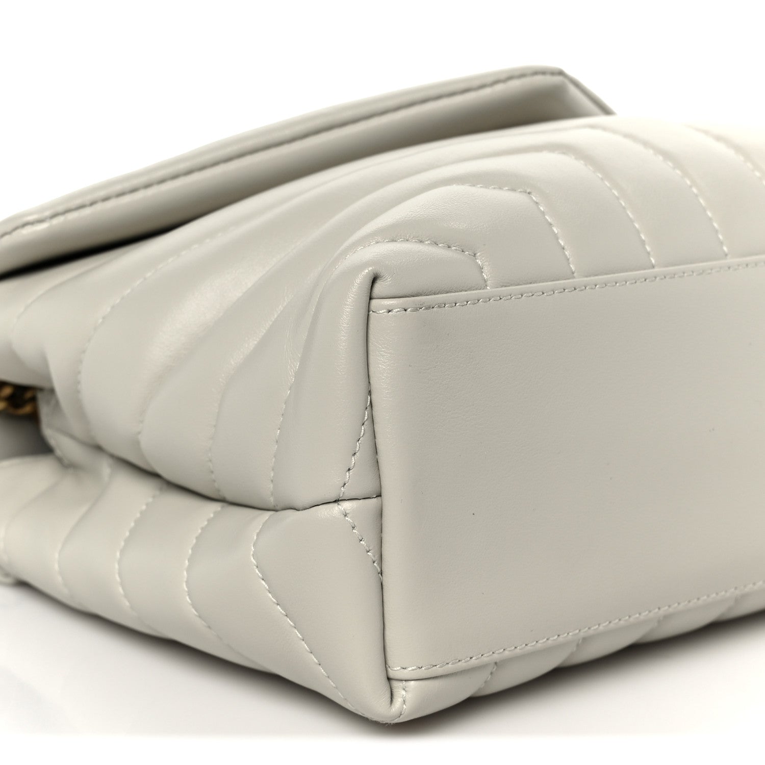 Calfskin Y Quilted Monogram Small Loulou Chain Satchel Blanc Vintage