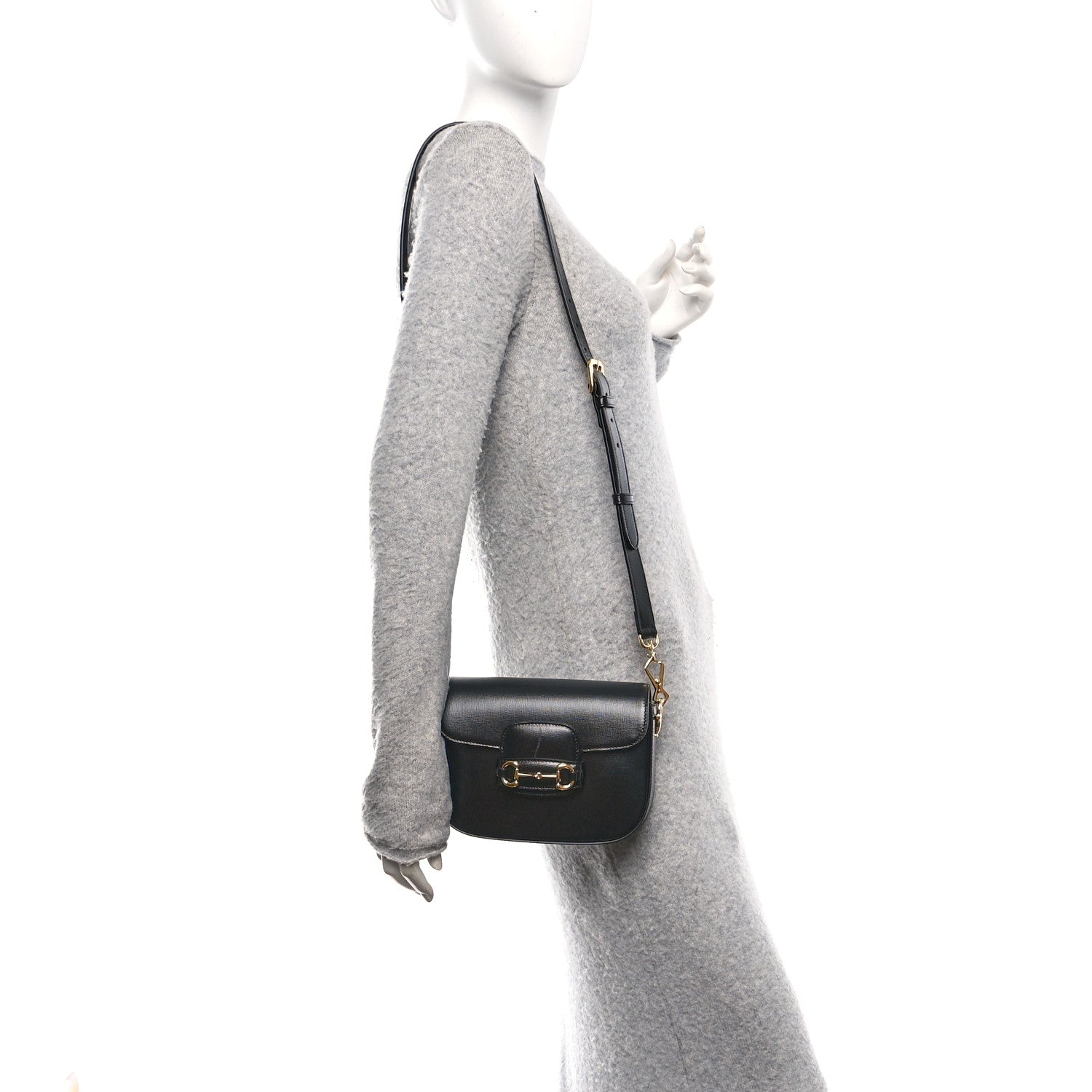 Azalea Calfskin Web Mini Horsebit 1955 Shoulder Bag Black