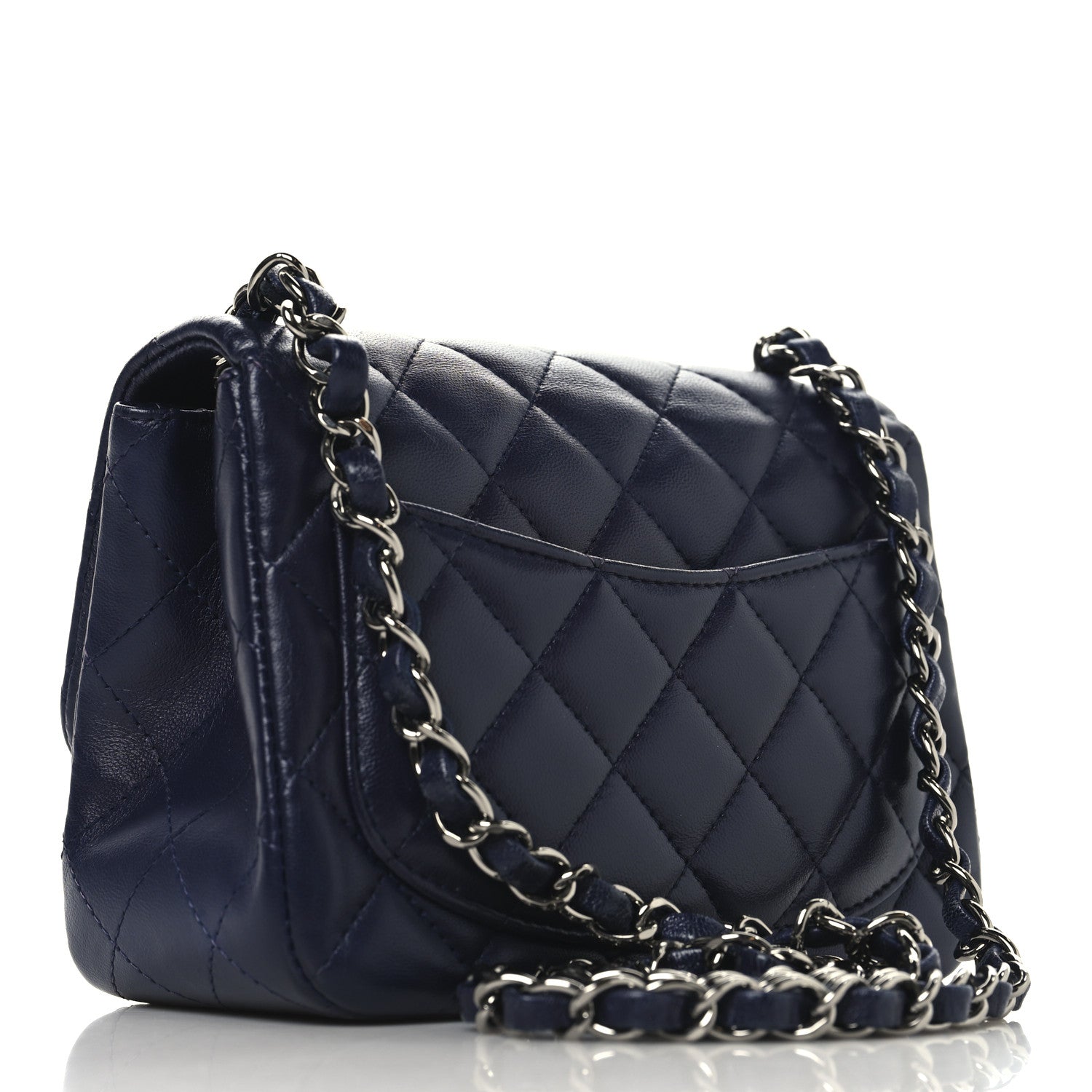 Lambskin Quilted Mini Square Flap Dark Purple