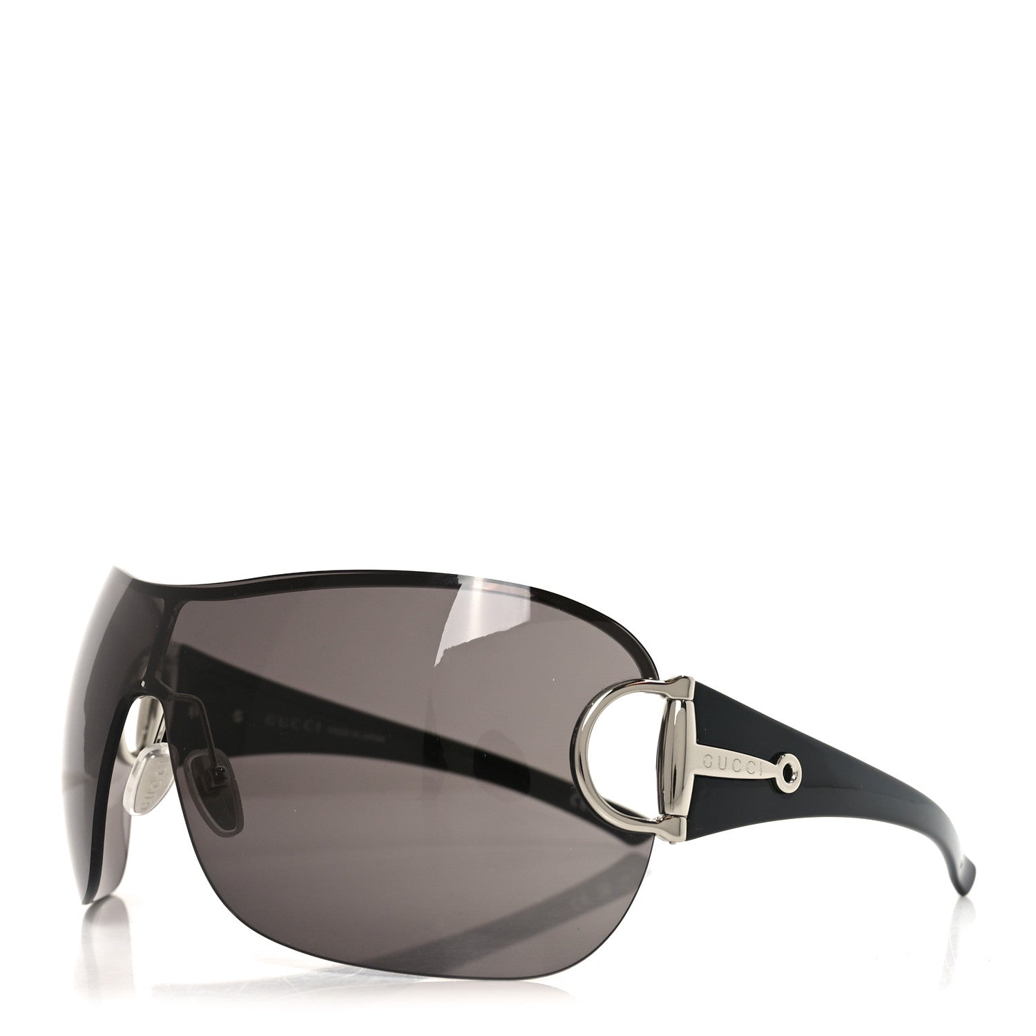 Metal Horsebit Frameless Mask Sunglasses GG2174S Black Silver