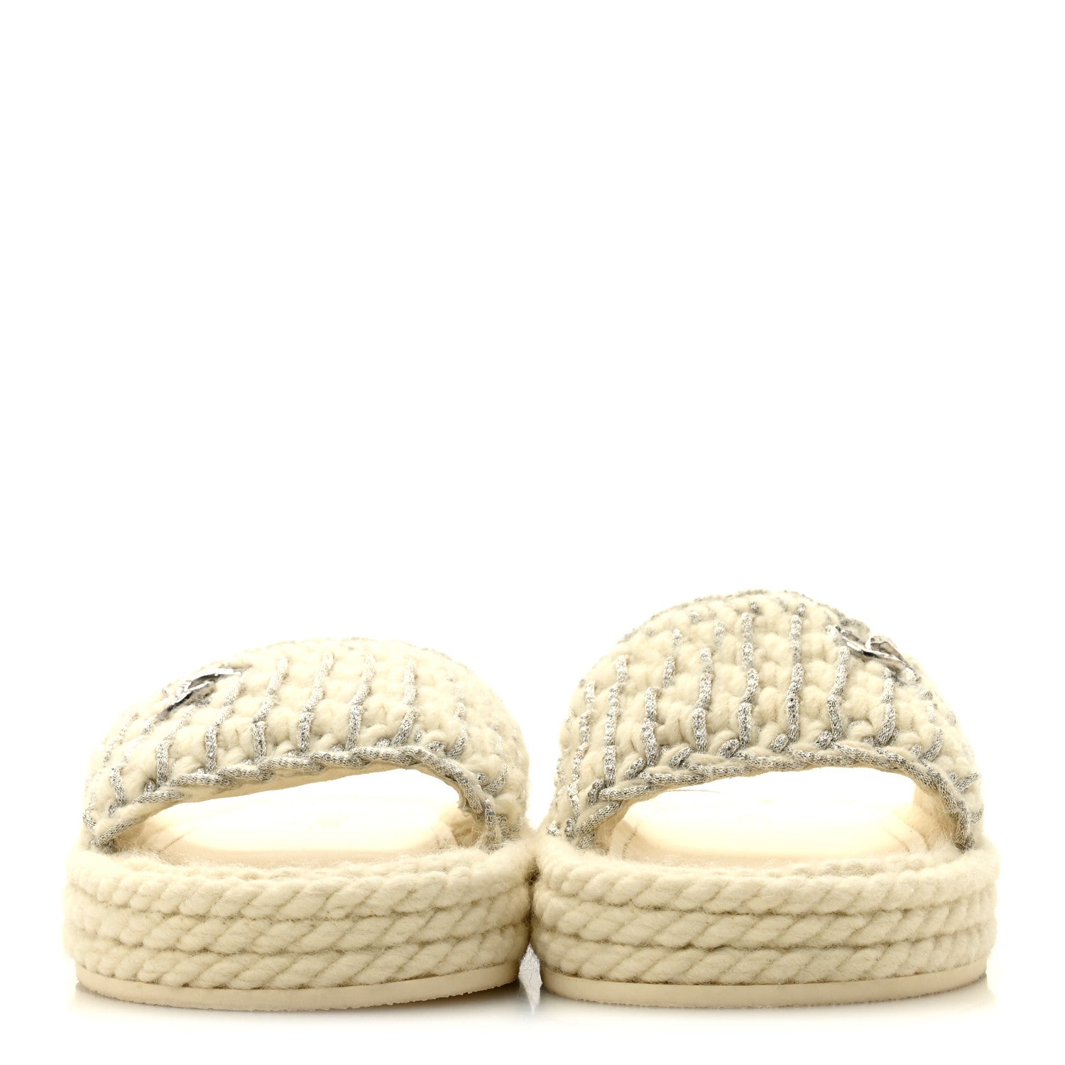 Braided Knit CC Mules 39 Ecru