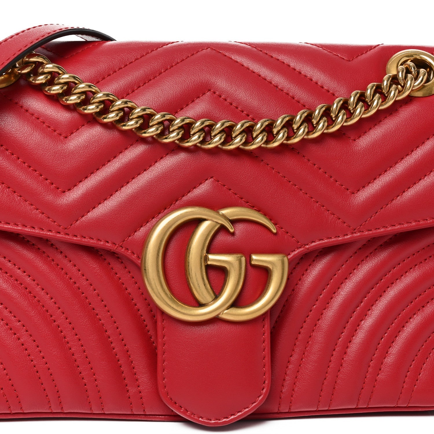 Calfskin Matelasse Small GG Marmont Shoulder Bag Hibiscus Red