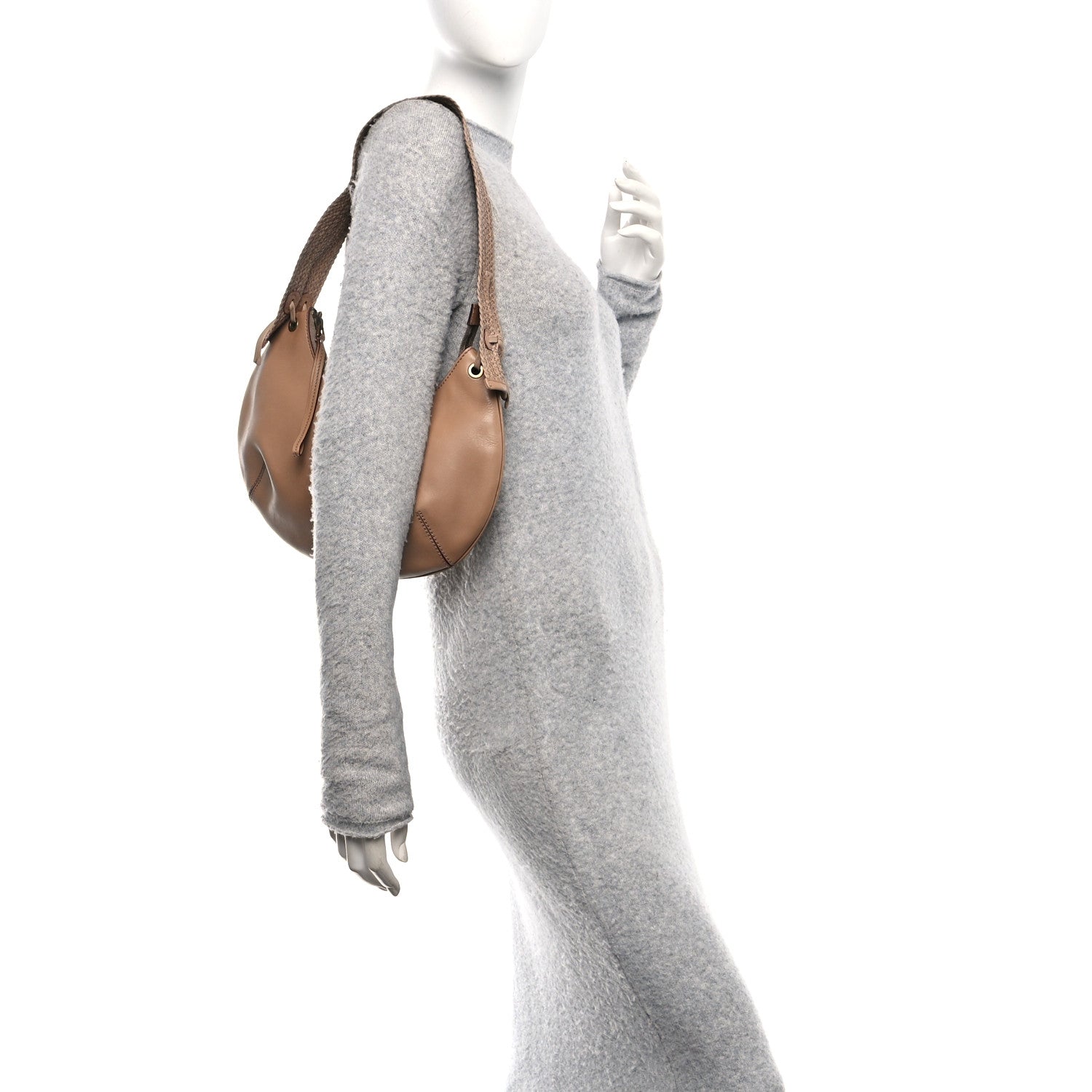 Calfskin Raffia Shoulder Bag Beige