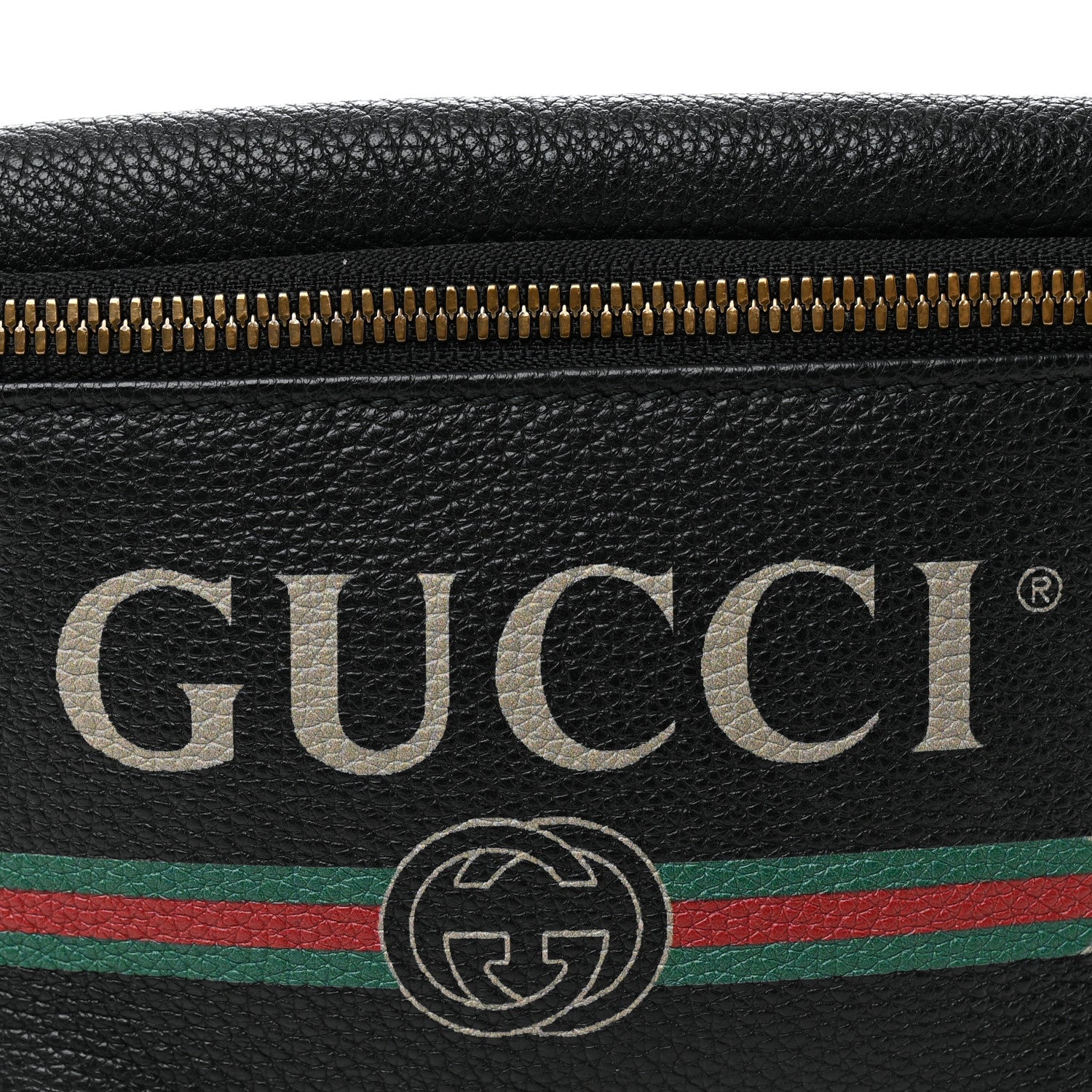 Grained Calfskin Small Logo Belt Bag Black