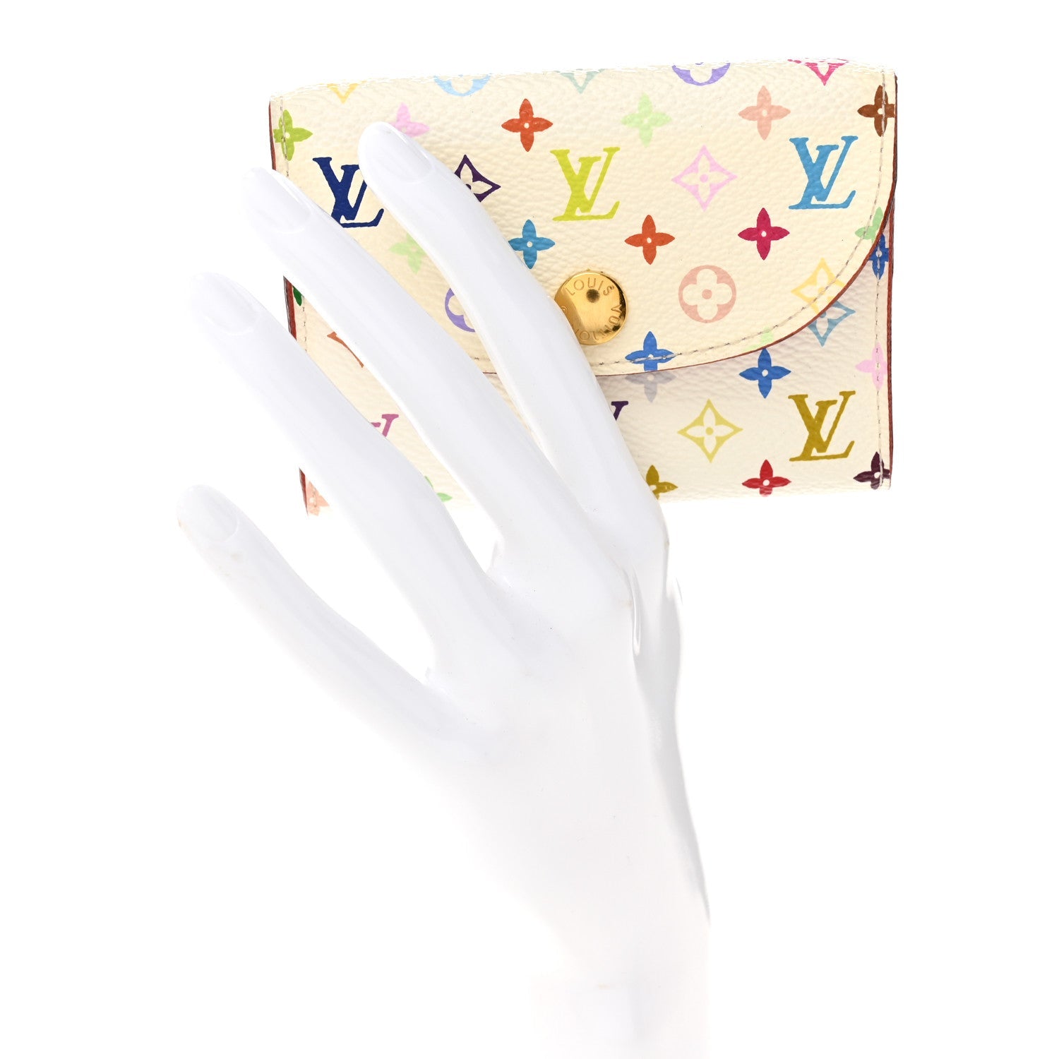 Monogram Multicolor Business Card Holder White Litchi