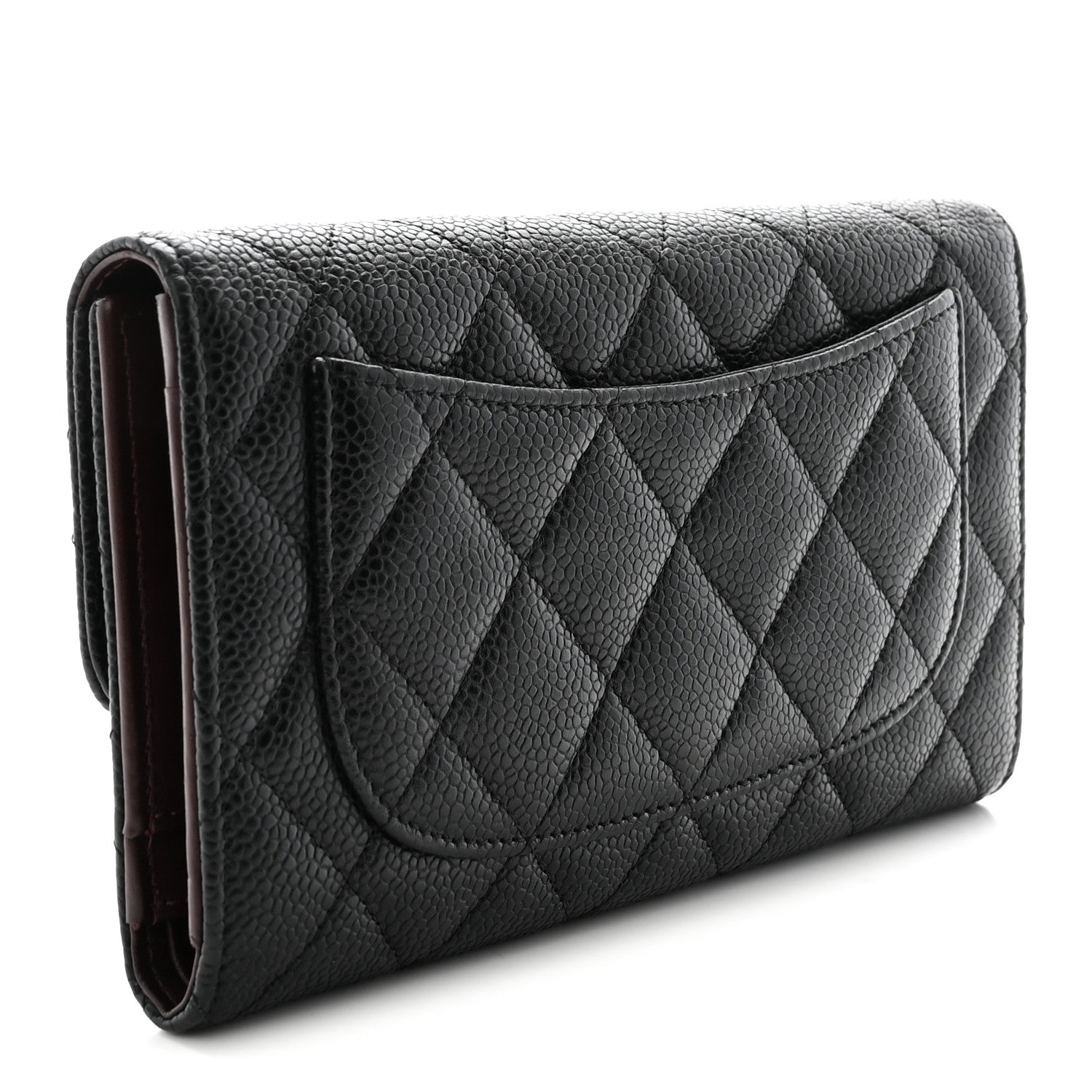 Caviar Quilted Large Flap Wallet Black