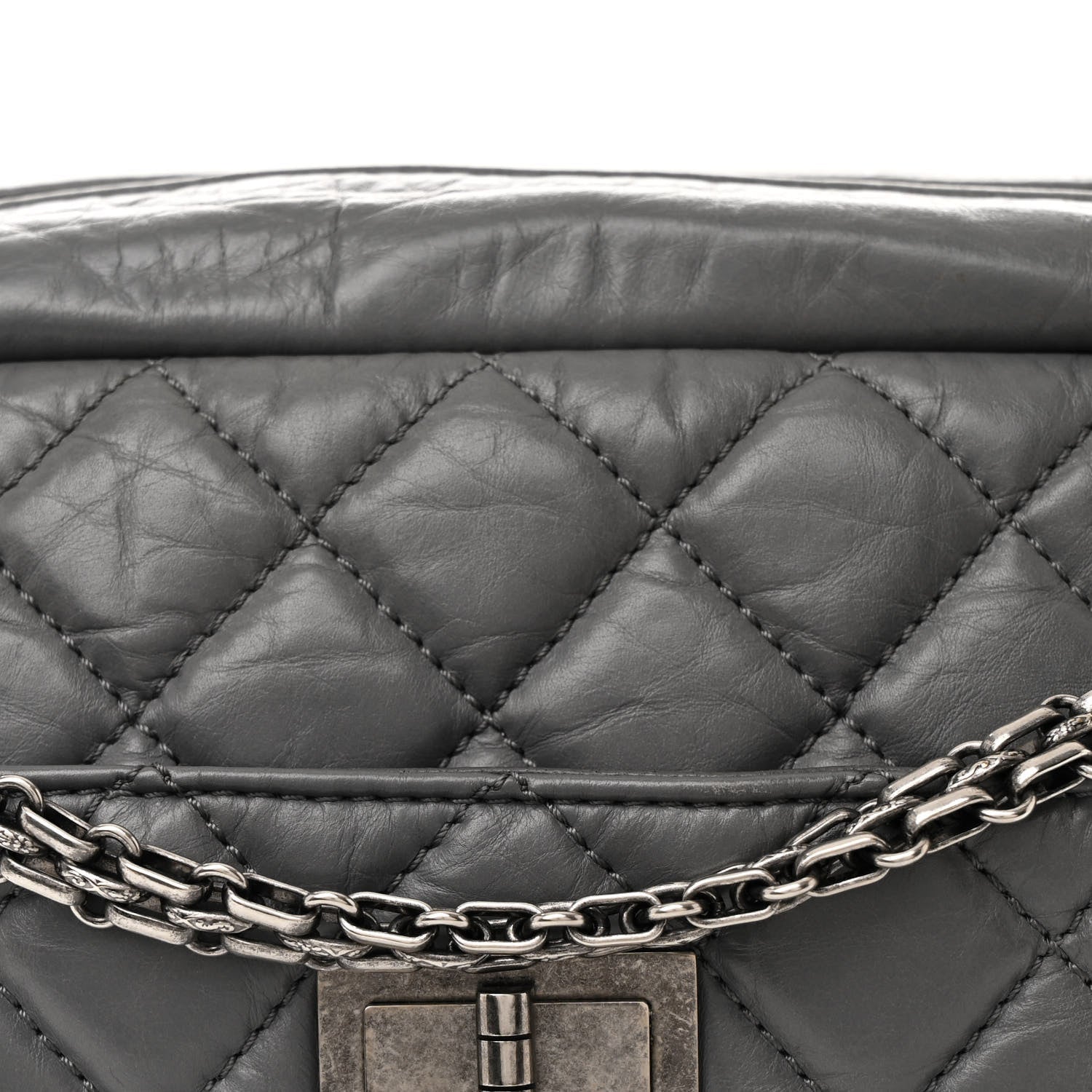 Aged Calfskin Quilted Medium Reissue Camera Case Grey