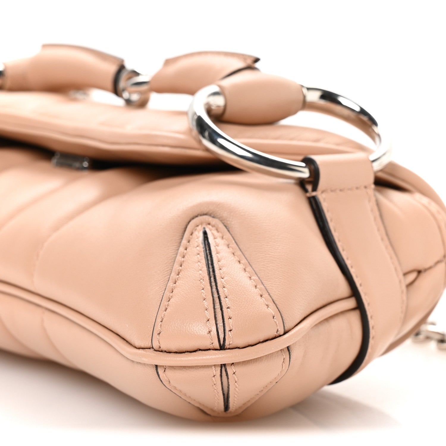 Nappa Vertical Matelasse Small Maxi Horsebit Chain Shoulder Bag Beige