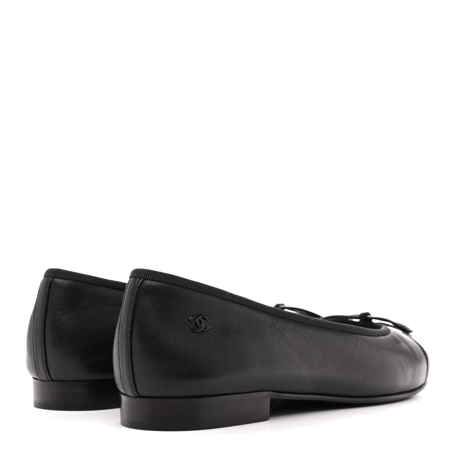 Lambskin Cap Toe CC Uniform Ballerina Flats 37 Black