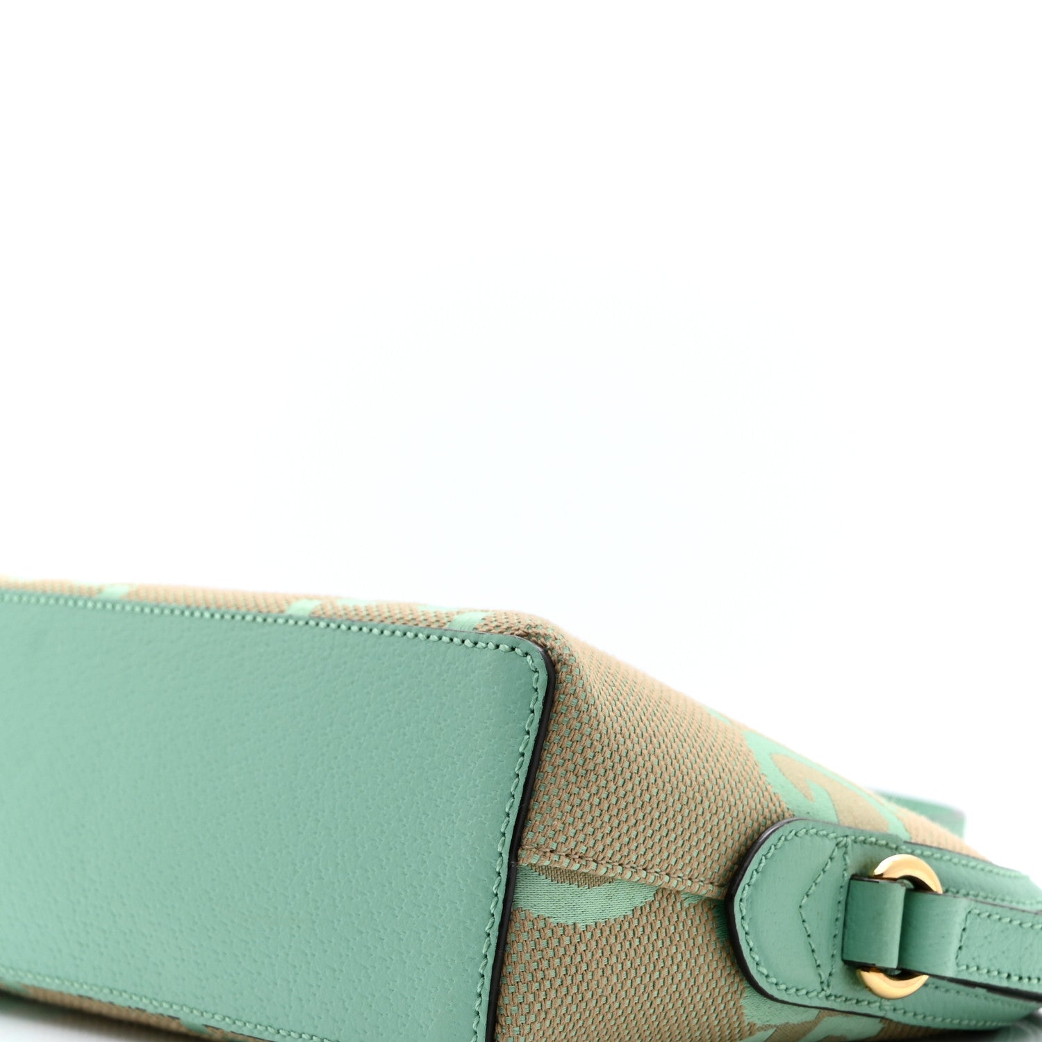 Monogram Jumbo GG Textured Dollar Calfskin Small Ophidia Dome Shoulder Bag Beige Pepperlight Mint